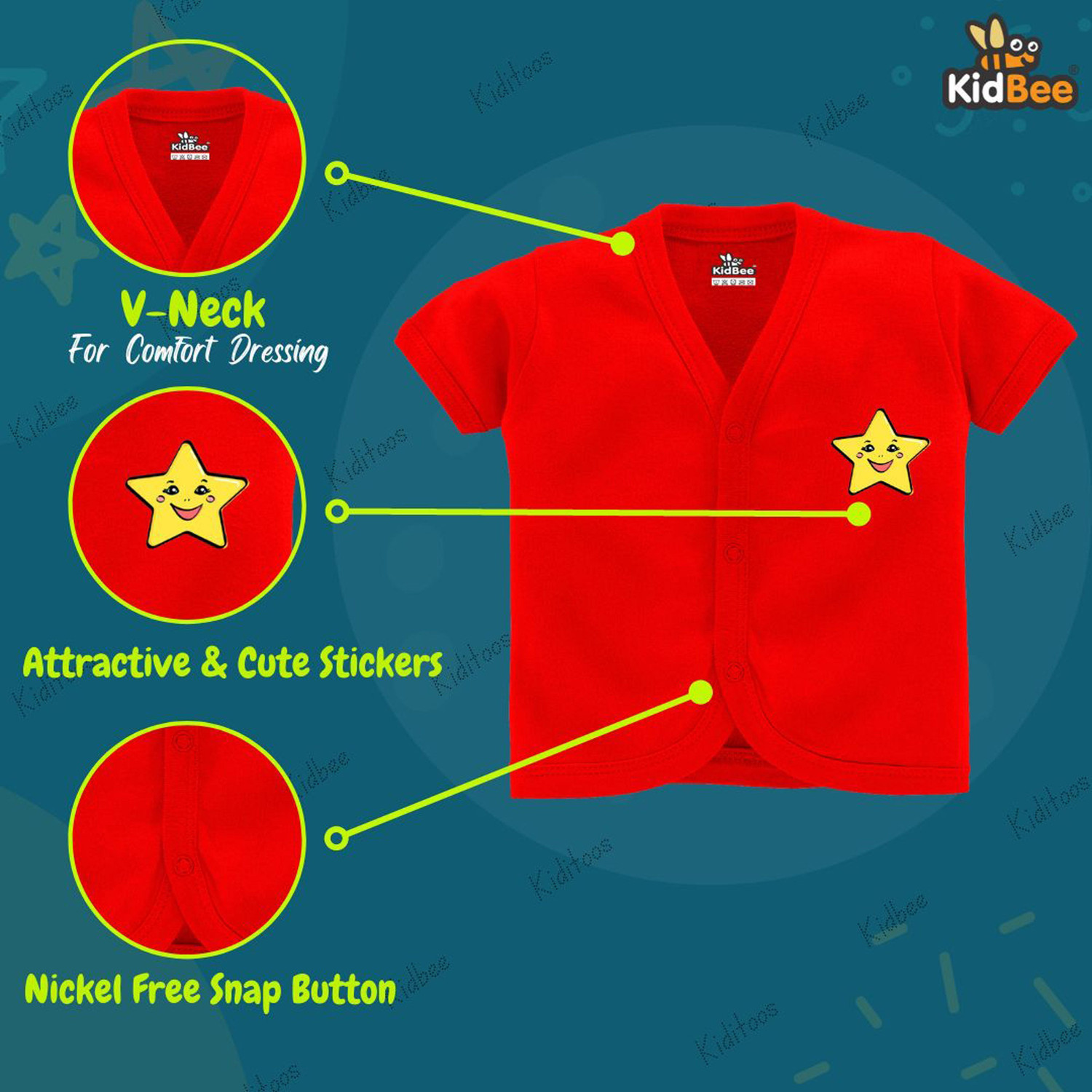 Image of KidBee Baby Boys & Baby Girls Solid Cotton Blend Regular T Shirt