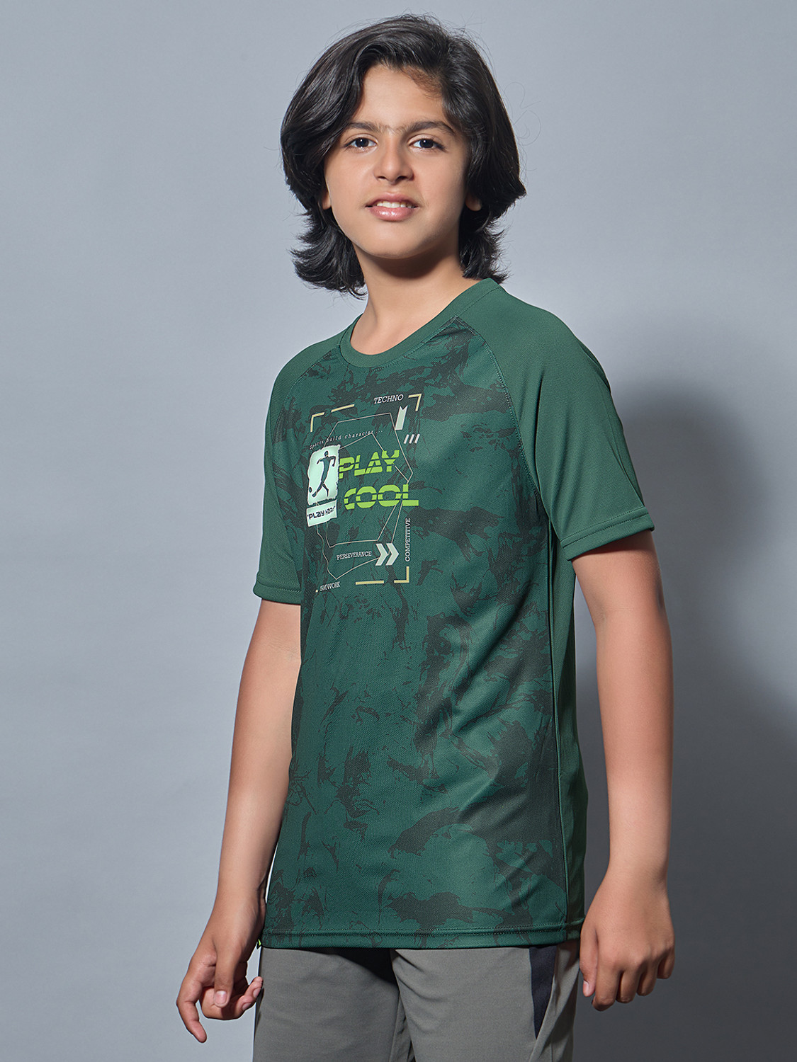 Image of TECHNOSPORT Boys Graphic Print Polyester Slim T Shirt