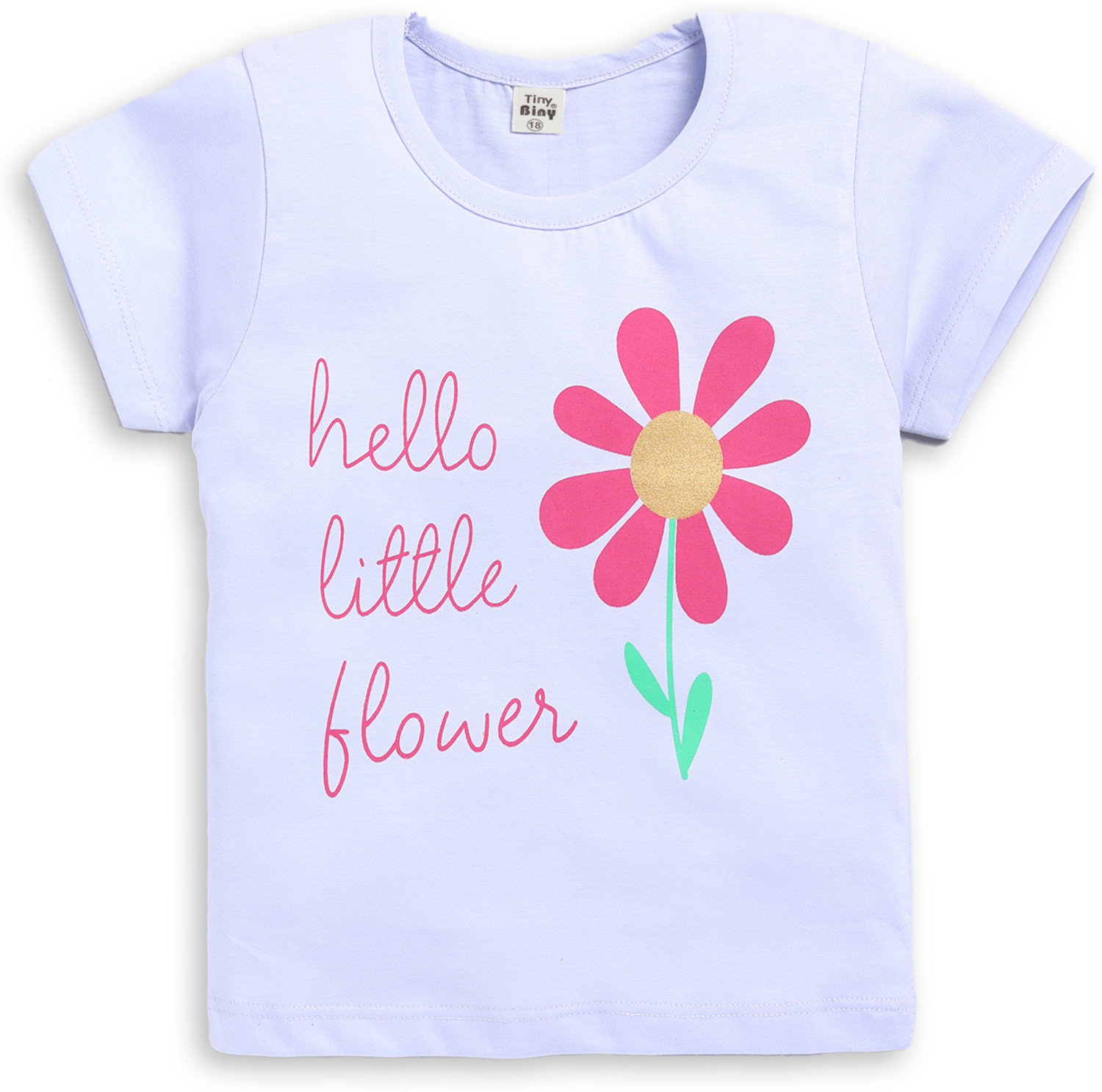 Image of TINY BINY Girls Printed Pure Cotton Regular T Shirt