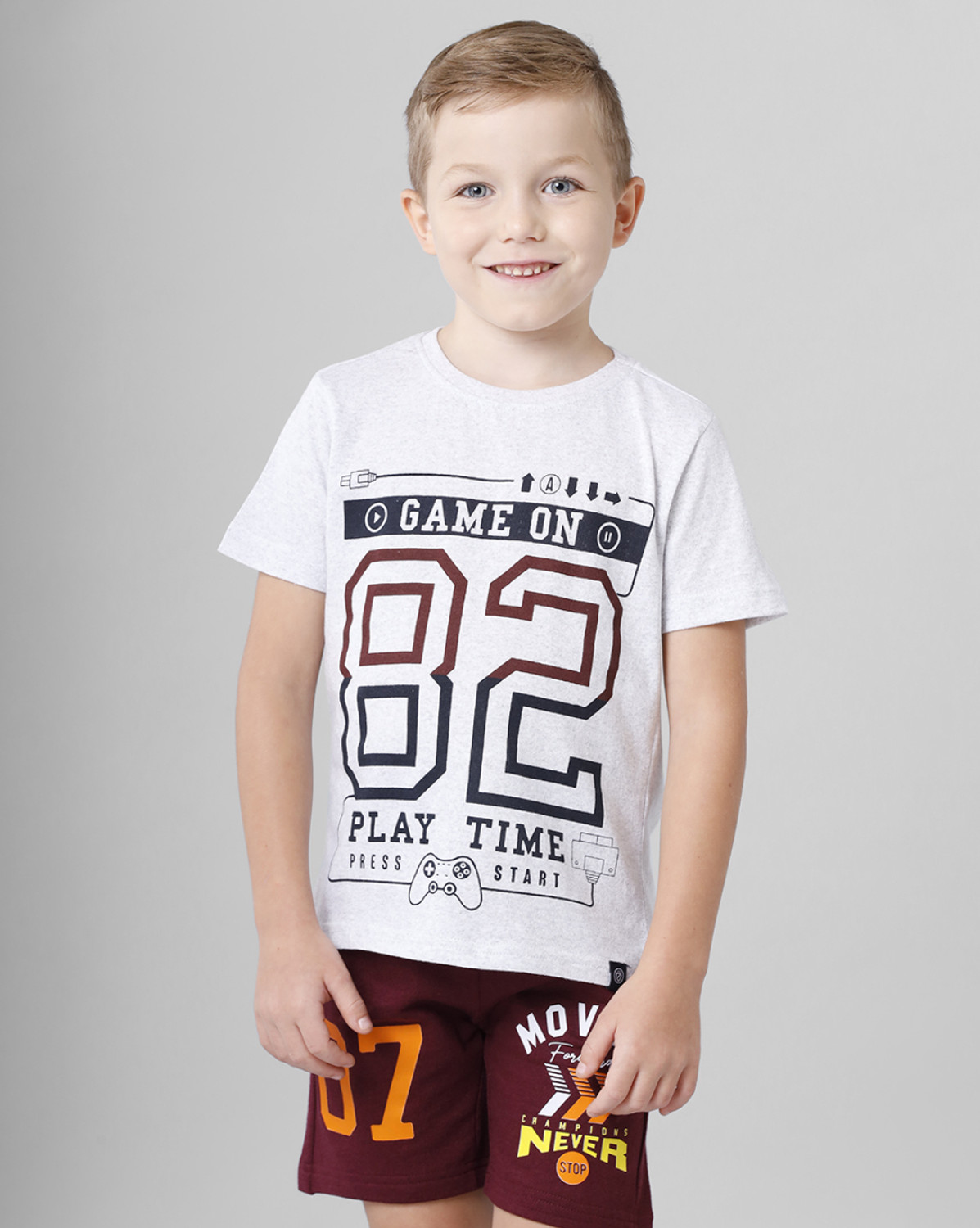 Image of Codez Boys Printed Cotton Blend Regular T Shirt