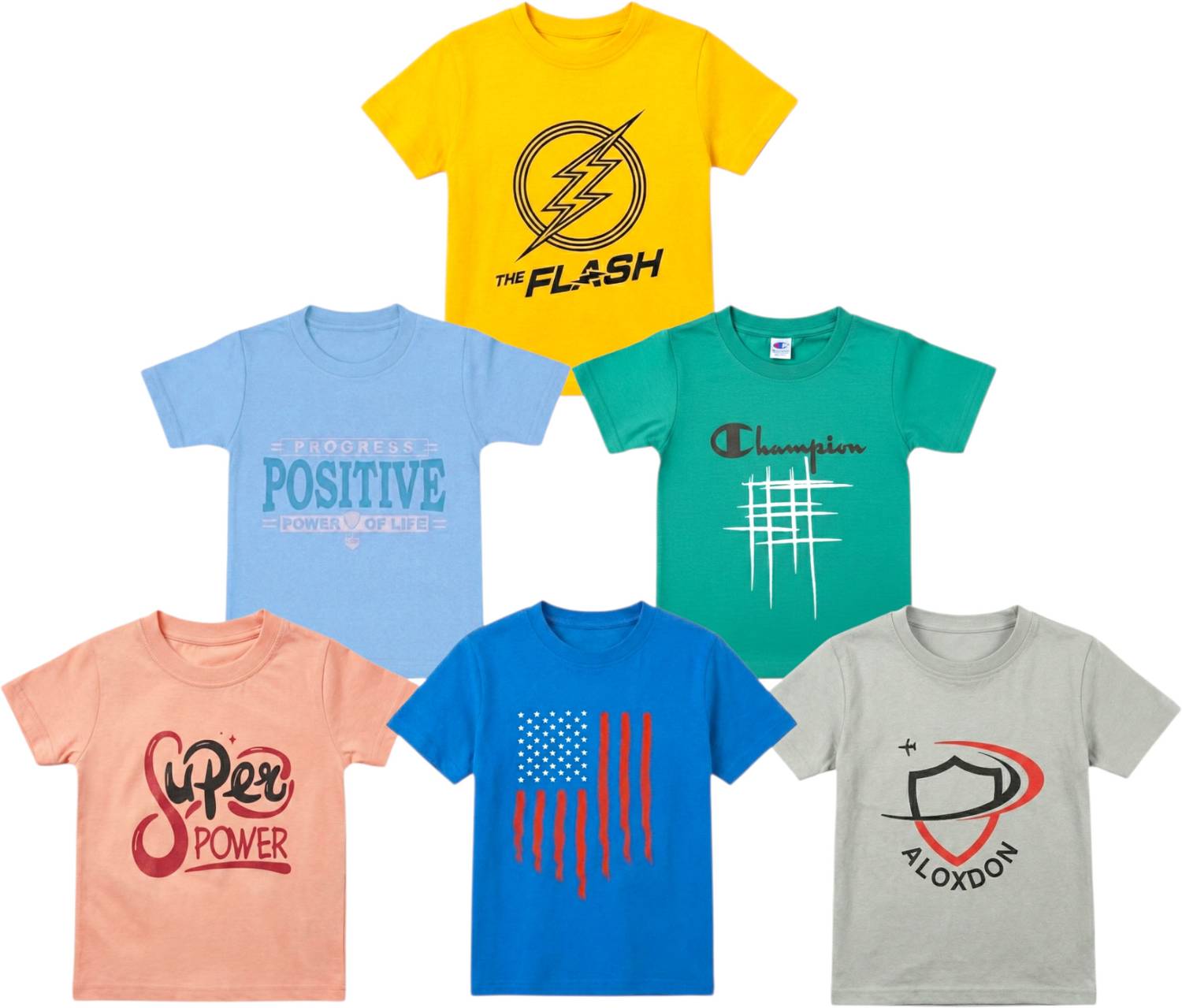 ALUXDON Boys & Girls Printed Cotton Blend Regular T Shirt