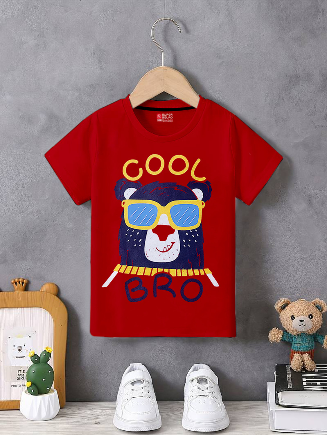 Image of SUPERSQUAD Baby Boys Graphic Print Pure Cotton Regular T Shirt