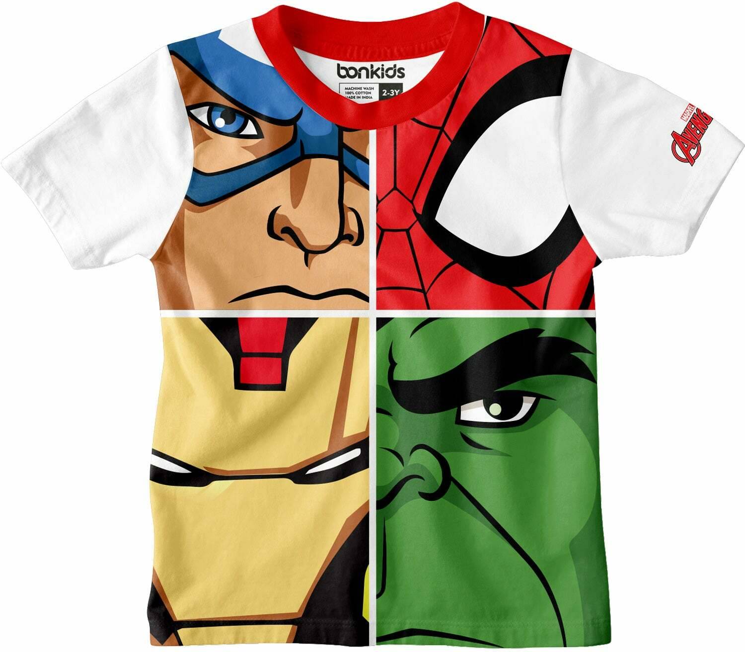 BONKIDS Boys Printed Pure Cotton Slim T Shirt