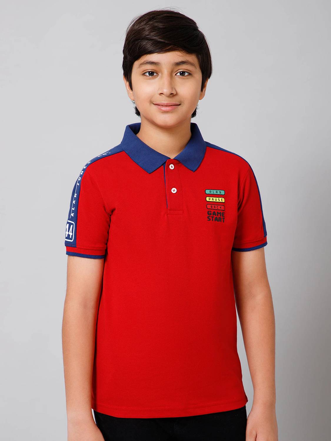 Alan Jones Boys Typography Cotton Blend Regular T Shirt
