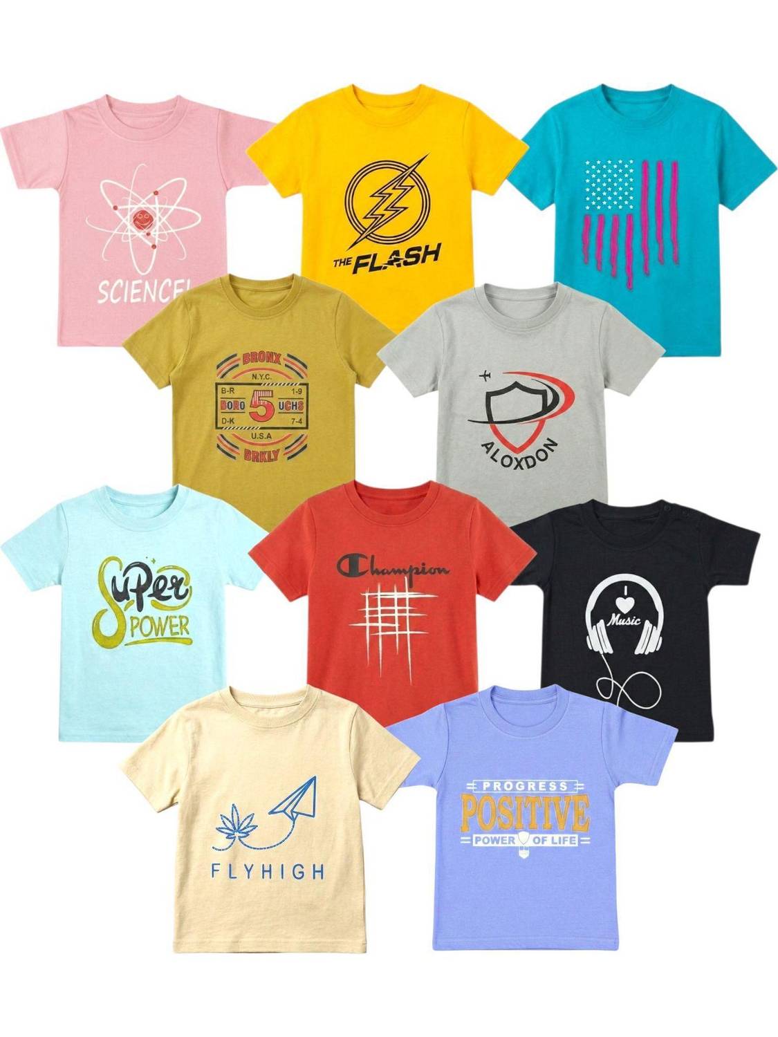 ALUXDON Boys & Girls Printed Cotton Blend Regular T Shirt