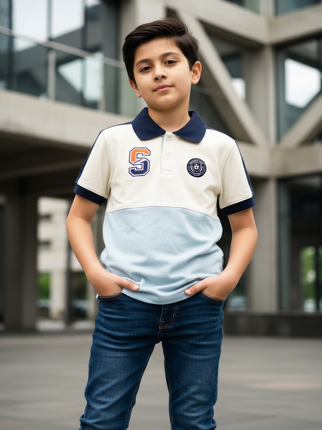 Image of FROSEN FOX Boys Self Design Pure Cotton Regular T Shirt