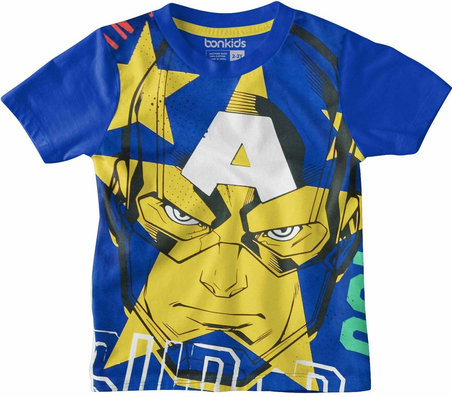 BONKIDS Boys Typography, Graphic Print Pure Cotton Slim T Shirt