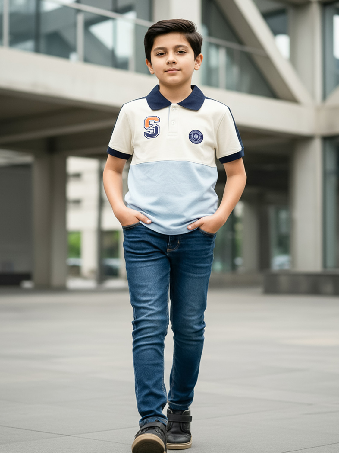 Image of FROSEN FOX Boys Self Design Pure Cotton Regular T Shirt