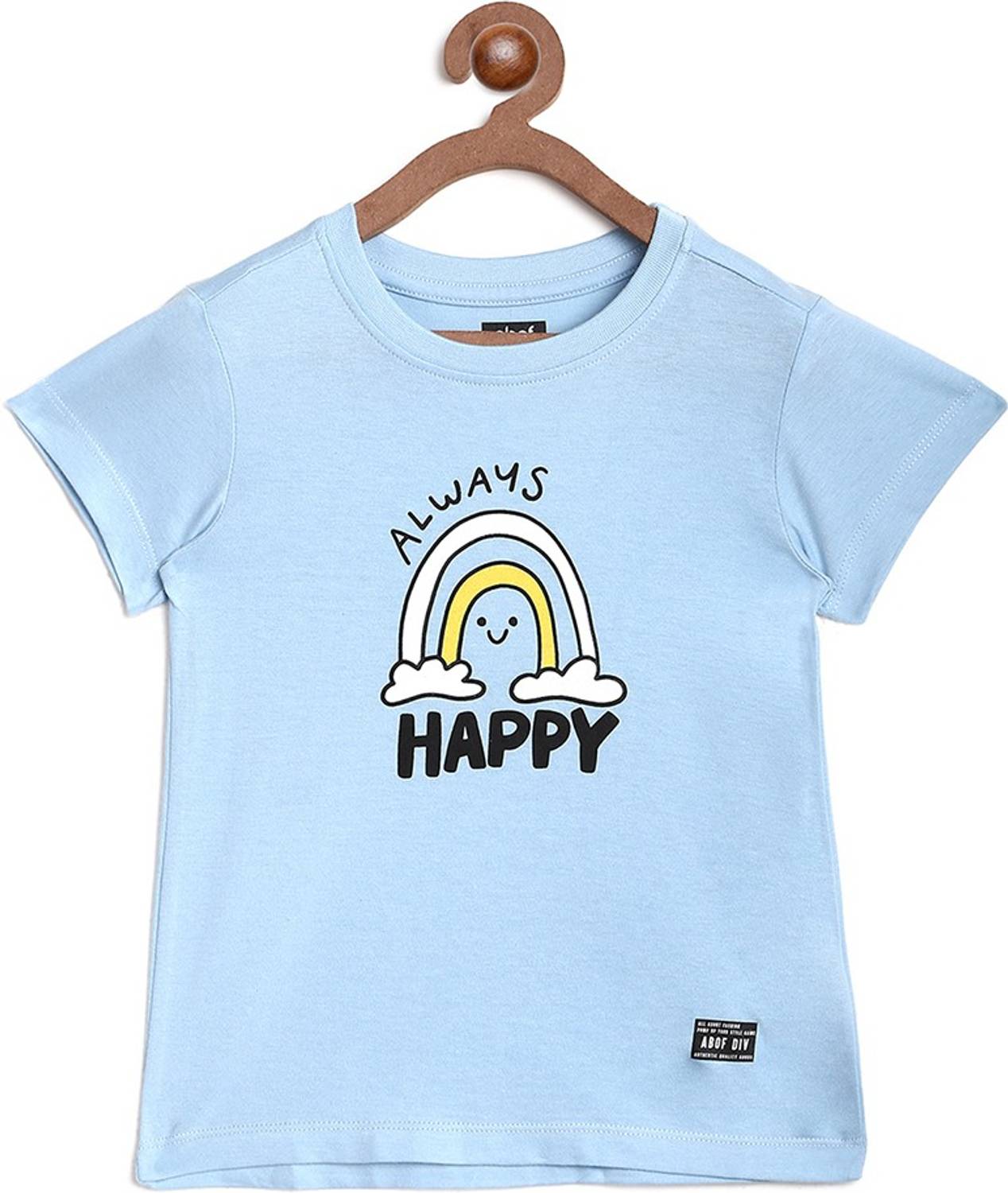 Aditya Birla  - abof Girls Typography, Printed Pure Cotton Regular T Shirt