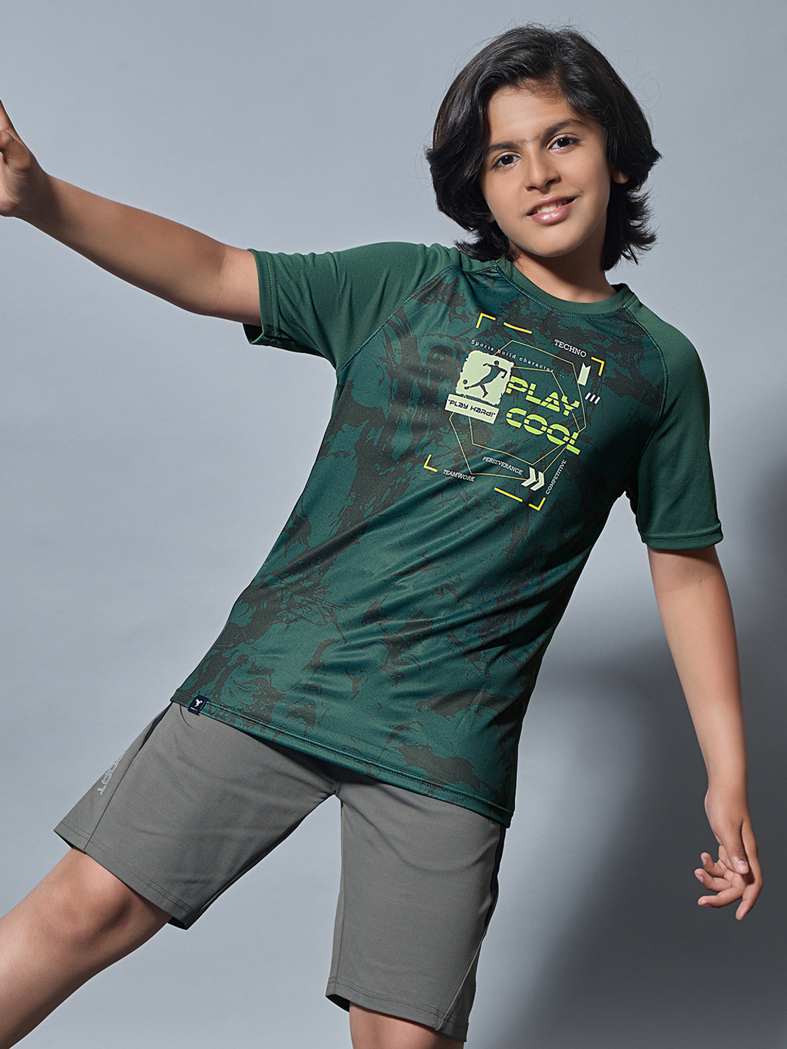 Image of TECHNOSPORT Boys Graphic Print Polyester Slim T Shirt