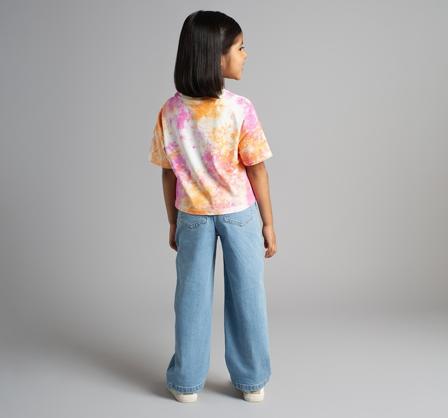 Image of Ed-a-Mamma Girls Tie & Dye Pure Cotton Regular T Shirt (Multicolor, Pack of 1)