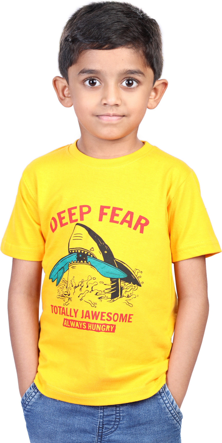 Image of JILZ Boys Typography Pure Cotton Regular T Shirt