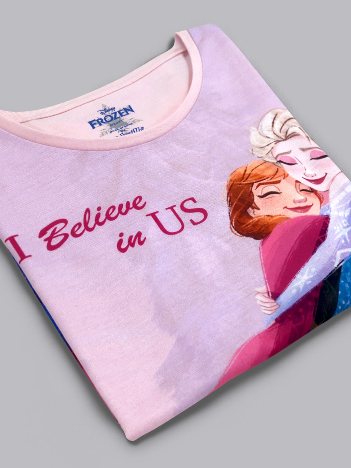 Image of Frozen By Kidsville Girls Graphic Print Pure Cotton Regular T Shirt