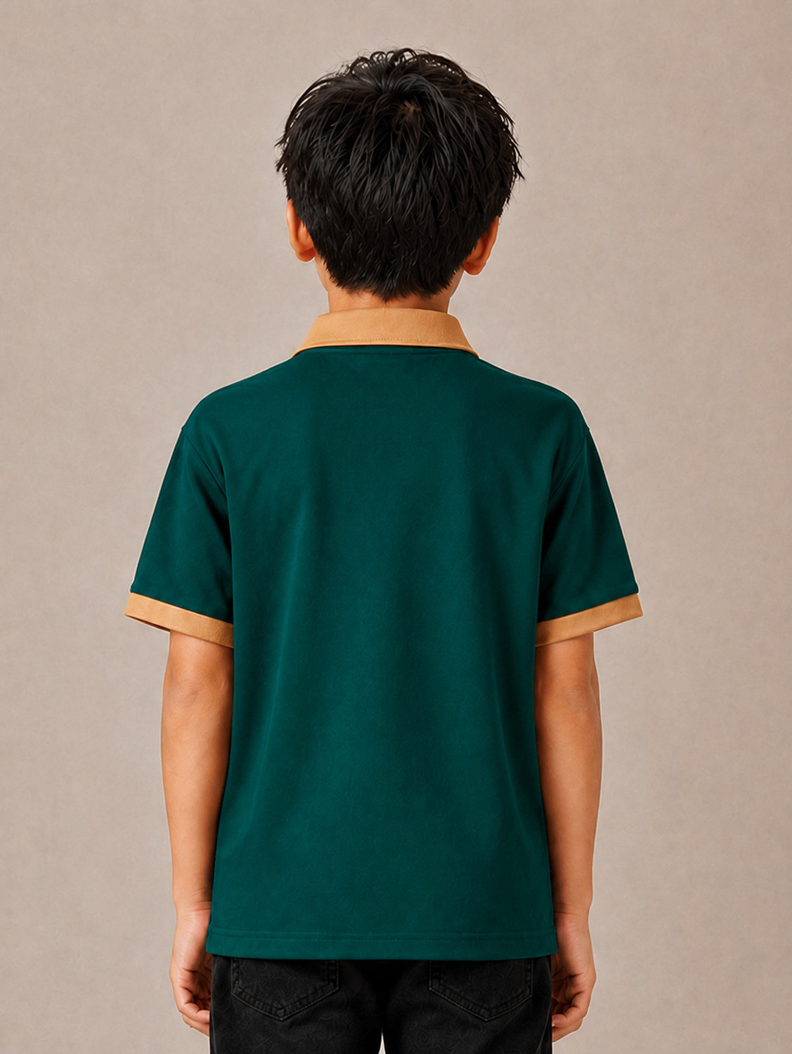 Image of Try This Boys Colorblock Cotton Blend Regular T Shirt (Green, Yellow, Pack of 1)