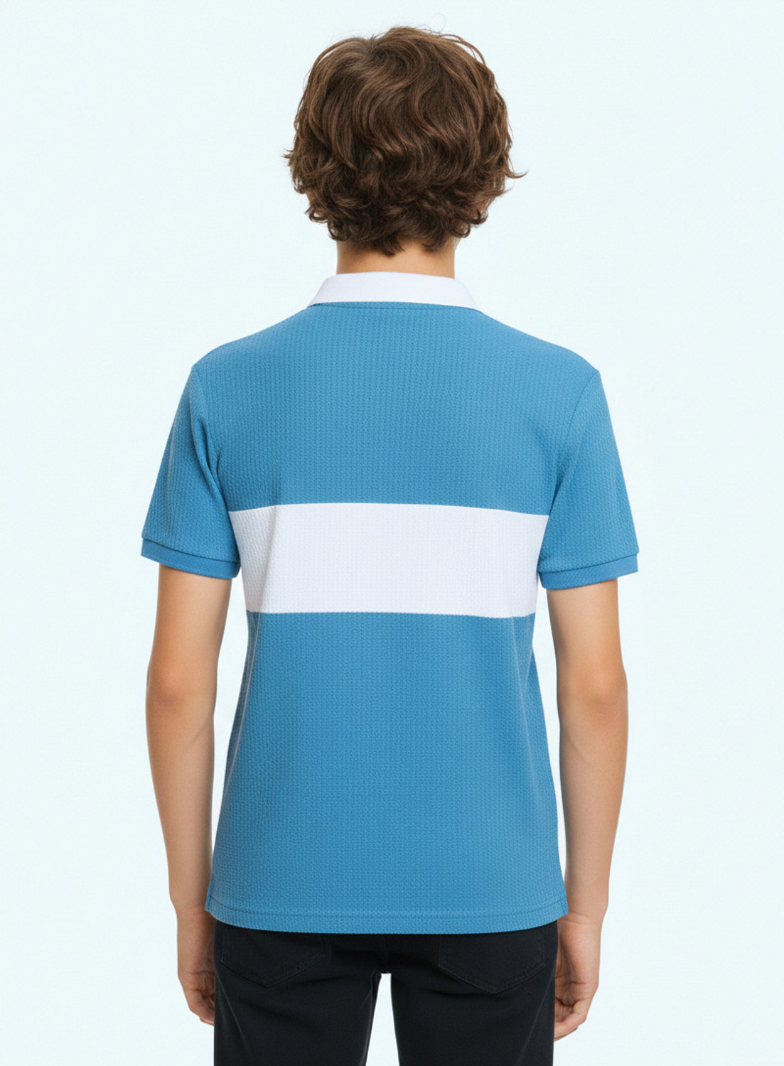 Image of Try This Boys Colorblock Cotton Blend Regular T Shirt (Beige, Blue, Pack of 1)