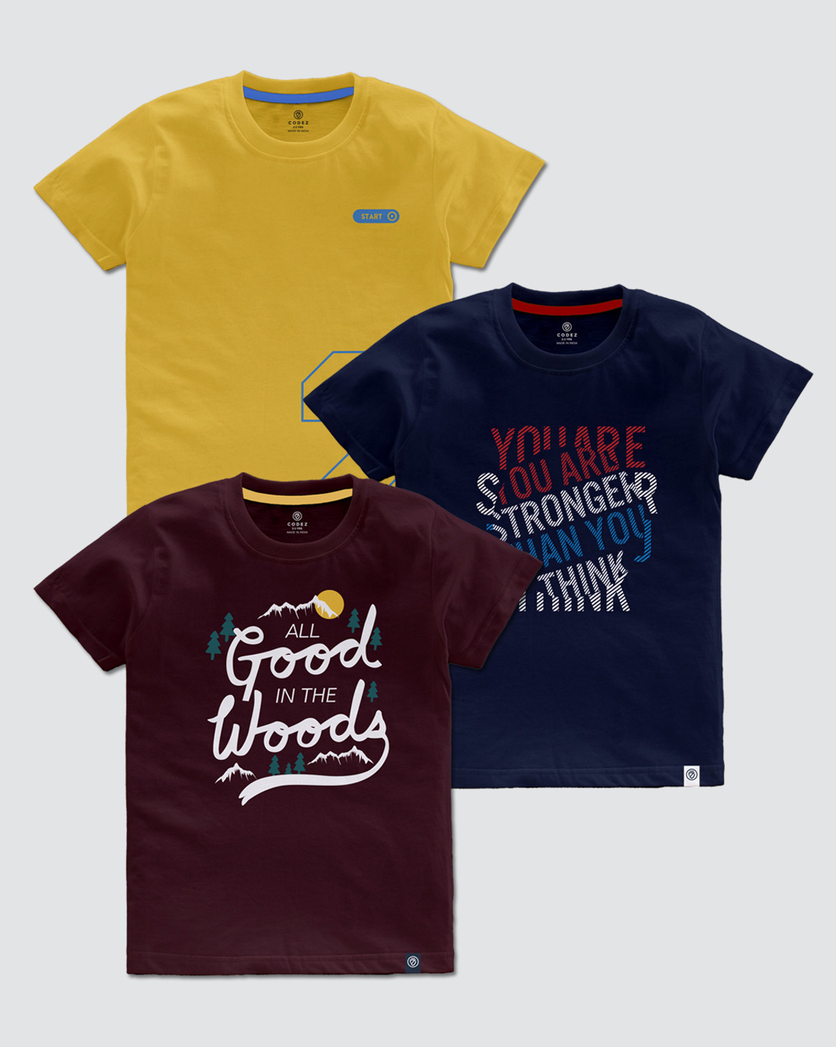 Image of Codez Boys Printed Cotton Blend Regular T Shirt