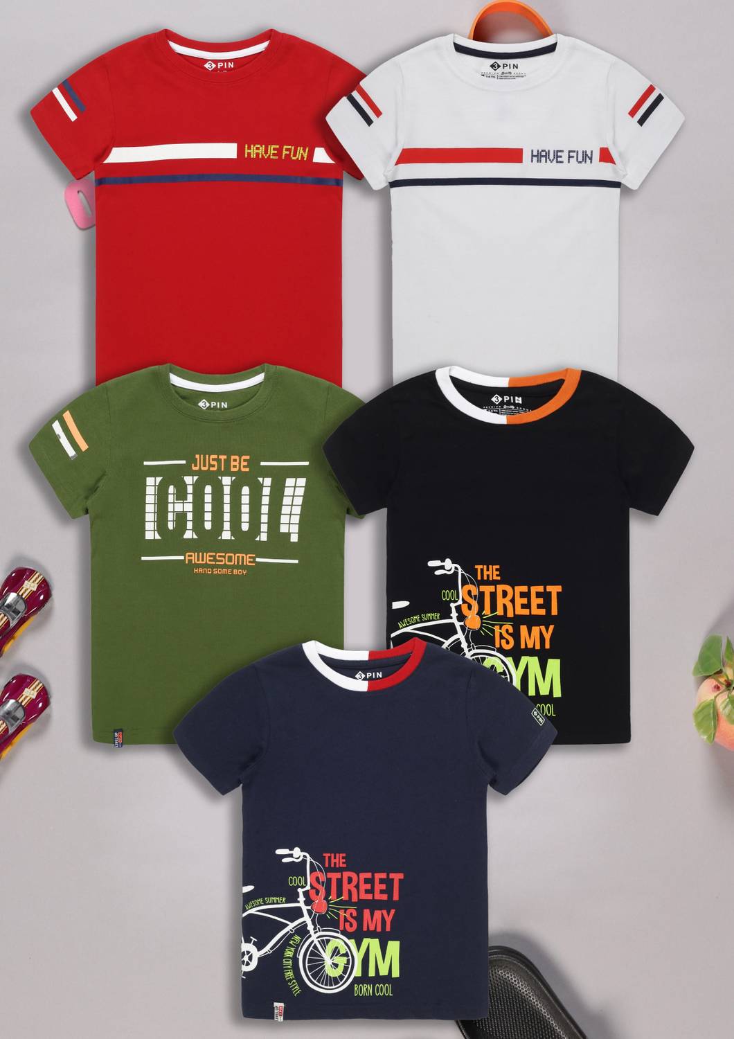 3Pin Boys Printed Pure Cotton Regular T Shirt