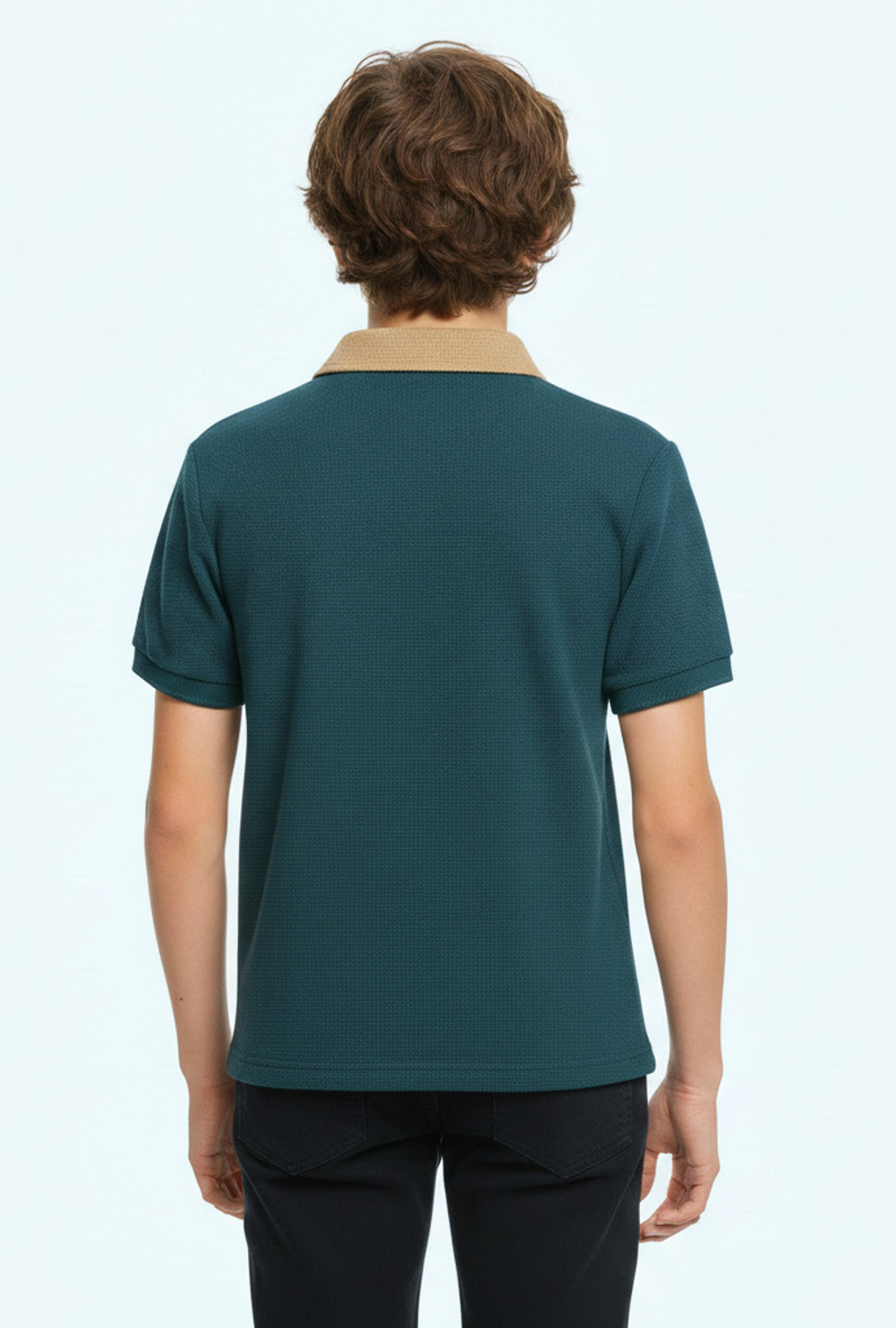 Image of Try This Boys Colorblock Cotton Blend Regular T Shirt (Beige, Dark Green, Pack of 1)