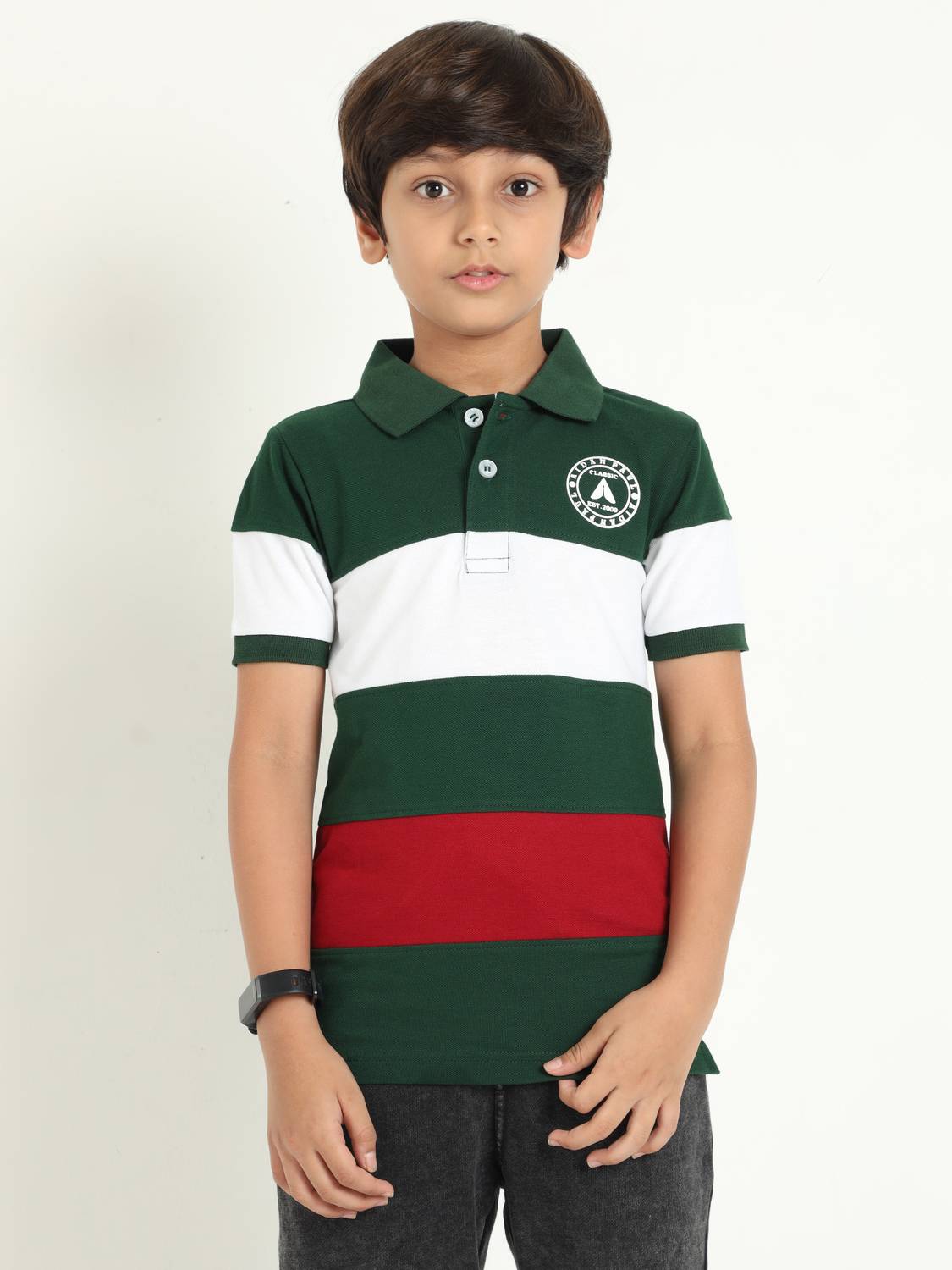 AIDAN PAUL Boys Striped Pure Cotton Regular T Shirt