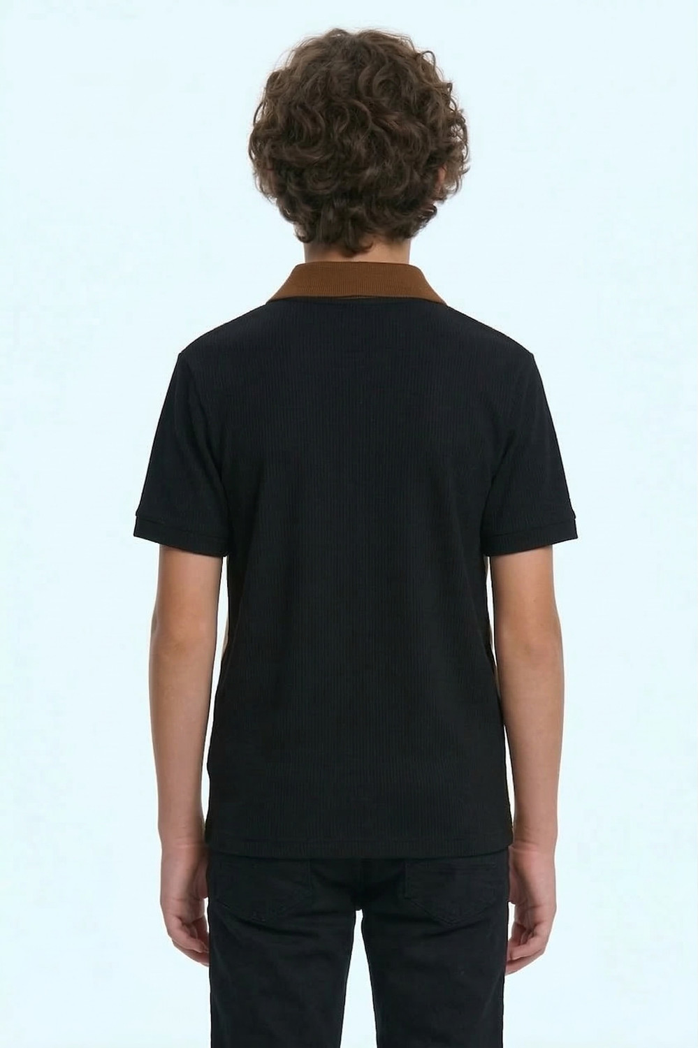 Image of Try This Boys Colorblock Cotton Blend Regular T Shirt (Brown, Black, Pack of 1)