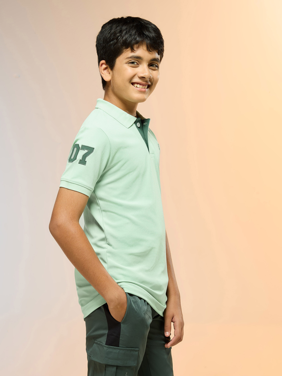 Image of TECHNOSPORT Boys Solid Polyester Regular T Shirt