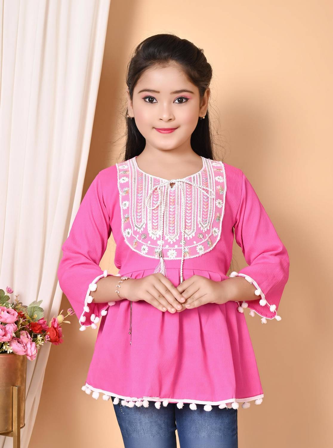 Zenat Girls Rayon Blouson Top