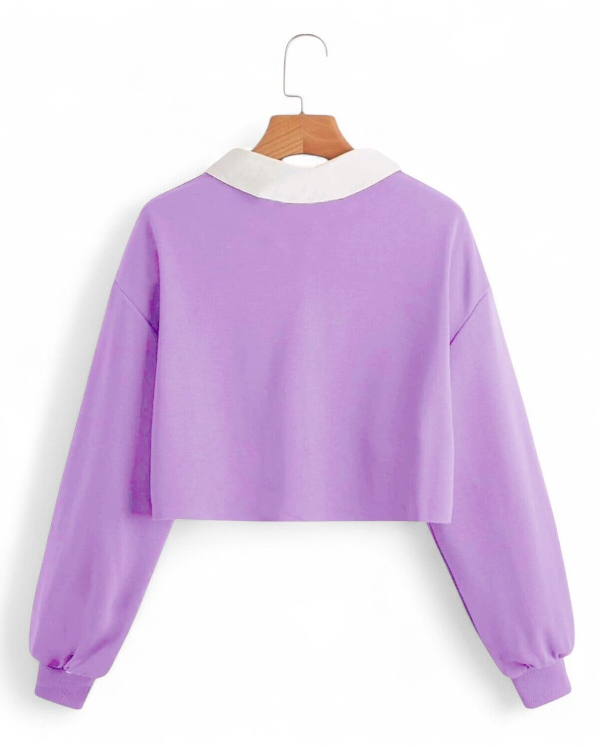 Image of ZENWREN Girls Casual Cotton Blend Crop Top (Purple, Pack of 1)