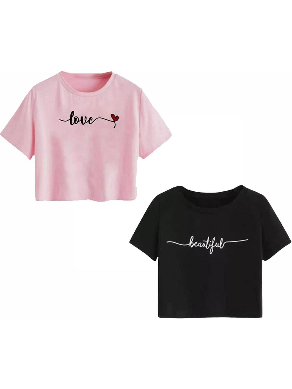 100LUCK Girls Casual Cotton Blend Crop Top