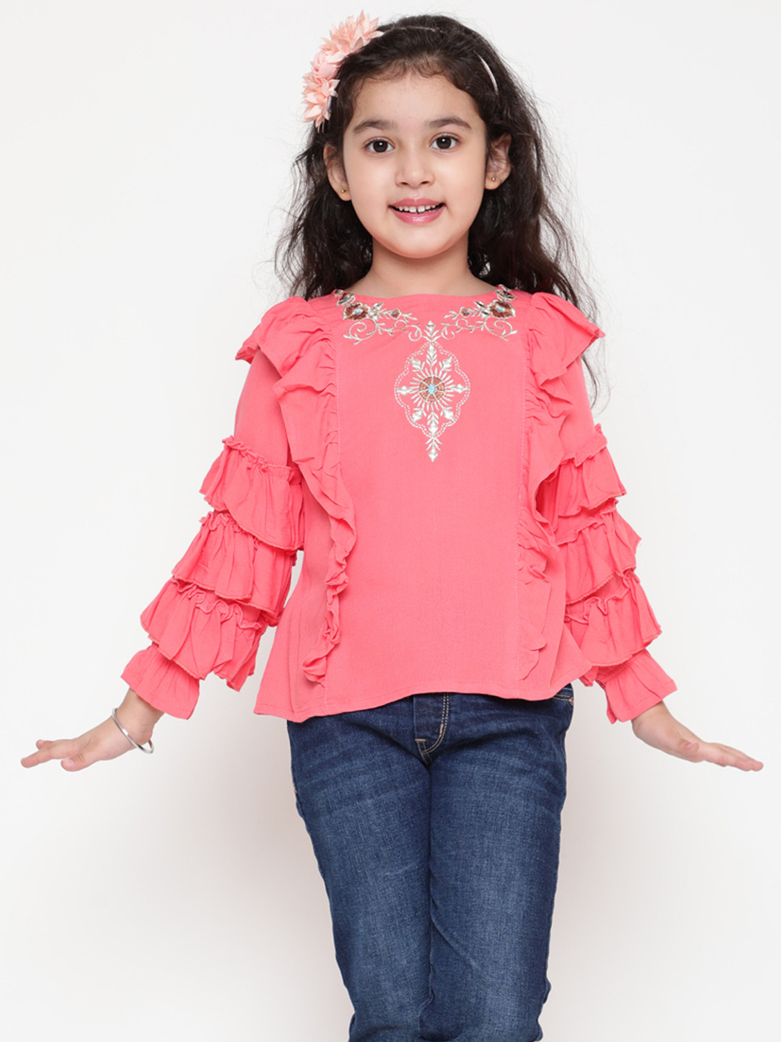 Image of Miss & Chief Girls Party Crepe Ruffled Top