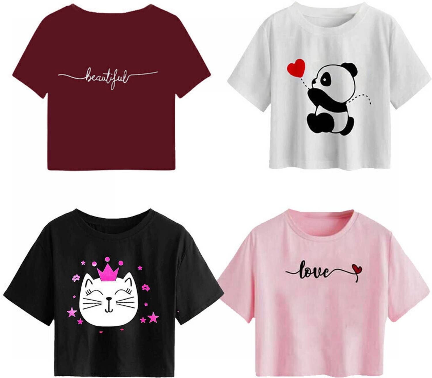 100LUCK Girls Casual Cotton Blend Crop Top