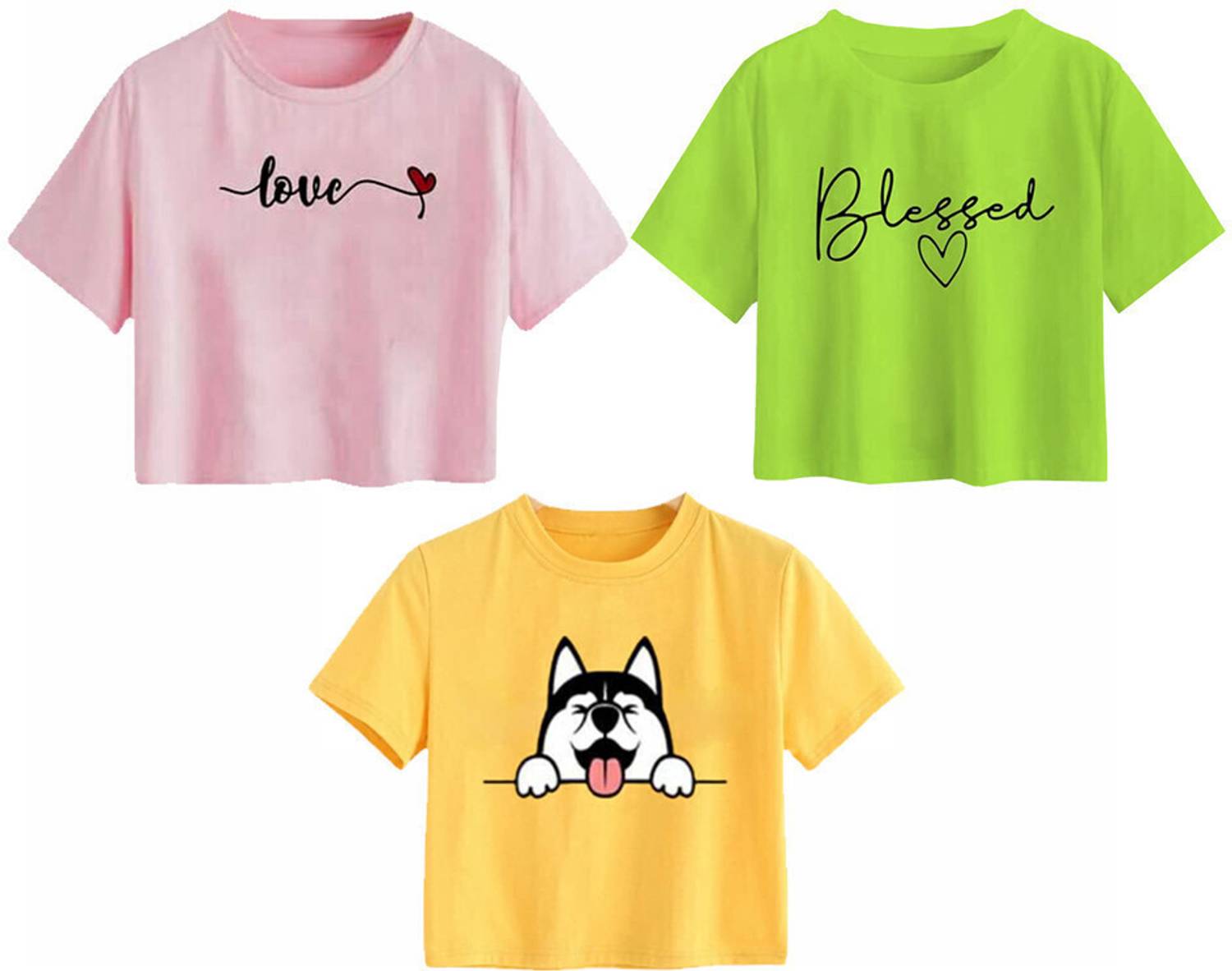 100LUCK Girls Casual Cotton Blend Crop Top