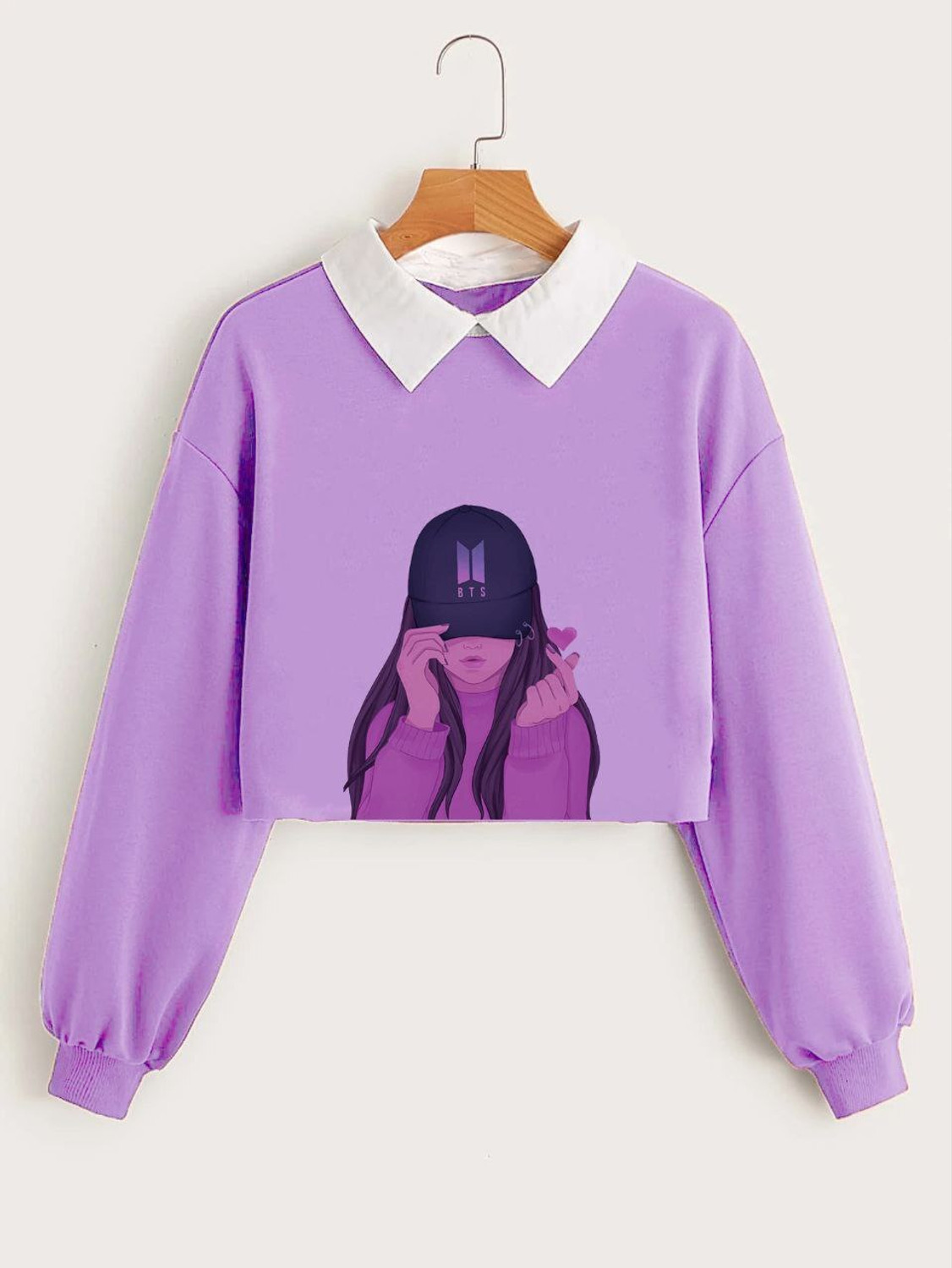 Image of ZENWREN Girls Casual Cotton Blend Crop Top (Purple, Pack of 1)