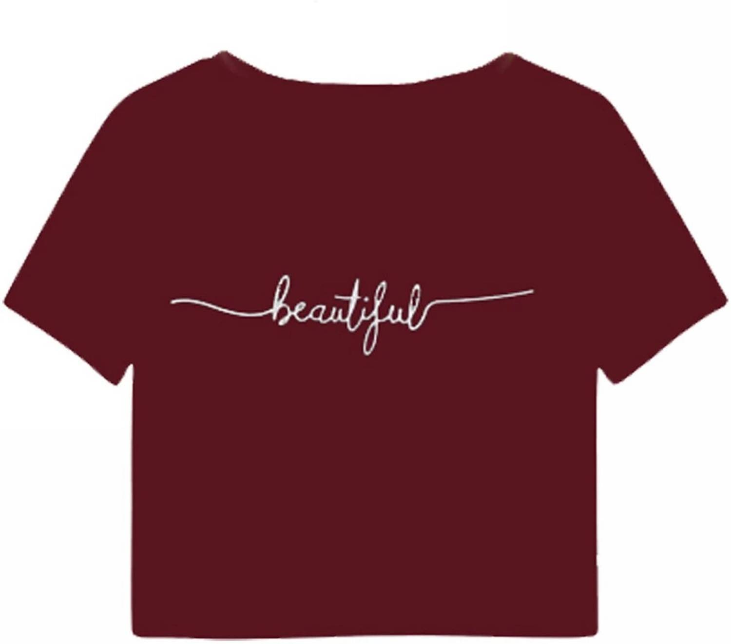 100LUCK Girls Casual Cotton Blend Crop Top