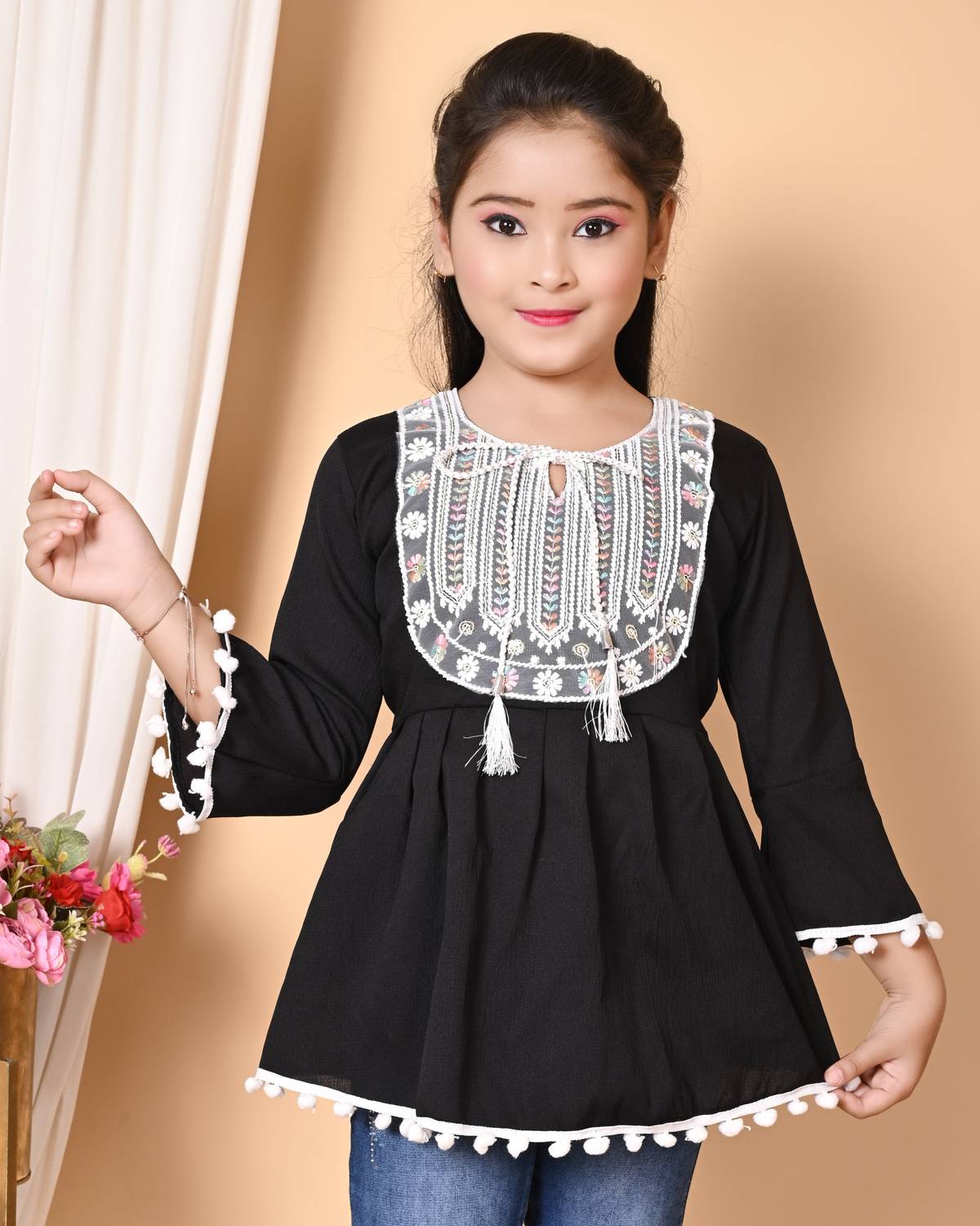 Zenat Girls Rayon Blouson Top