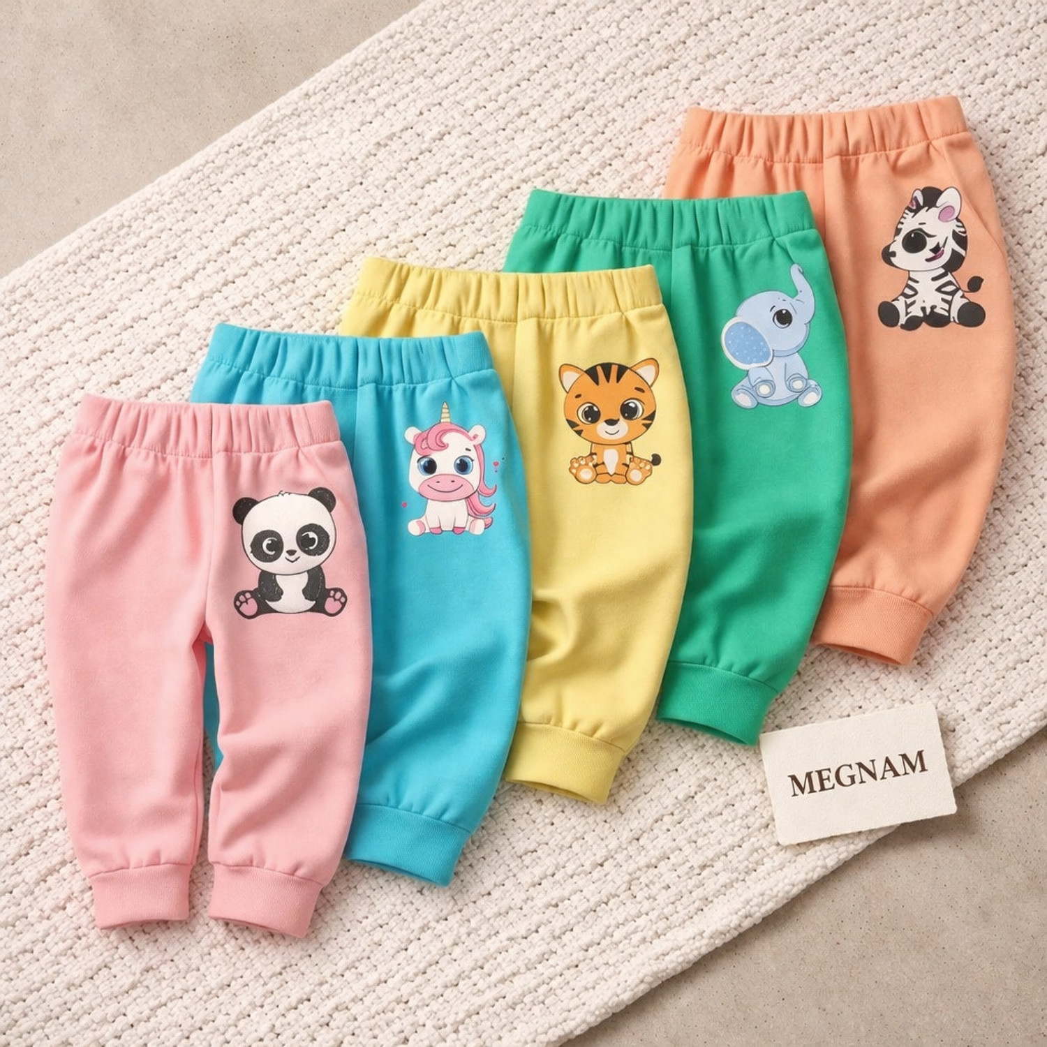 Image of MEGNAM Track Pant For Baby Boys & Baby Girls (Multicolor, Pack of 5)
