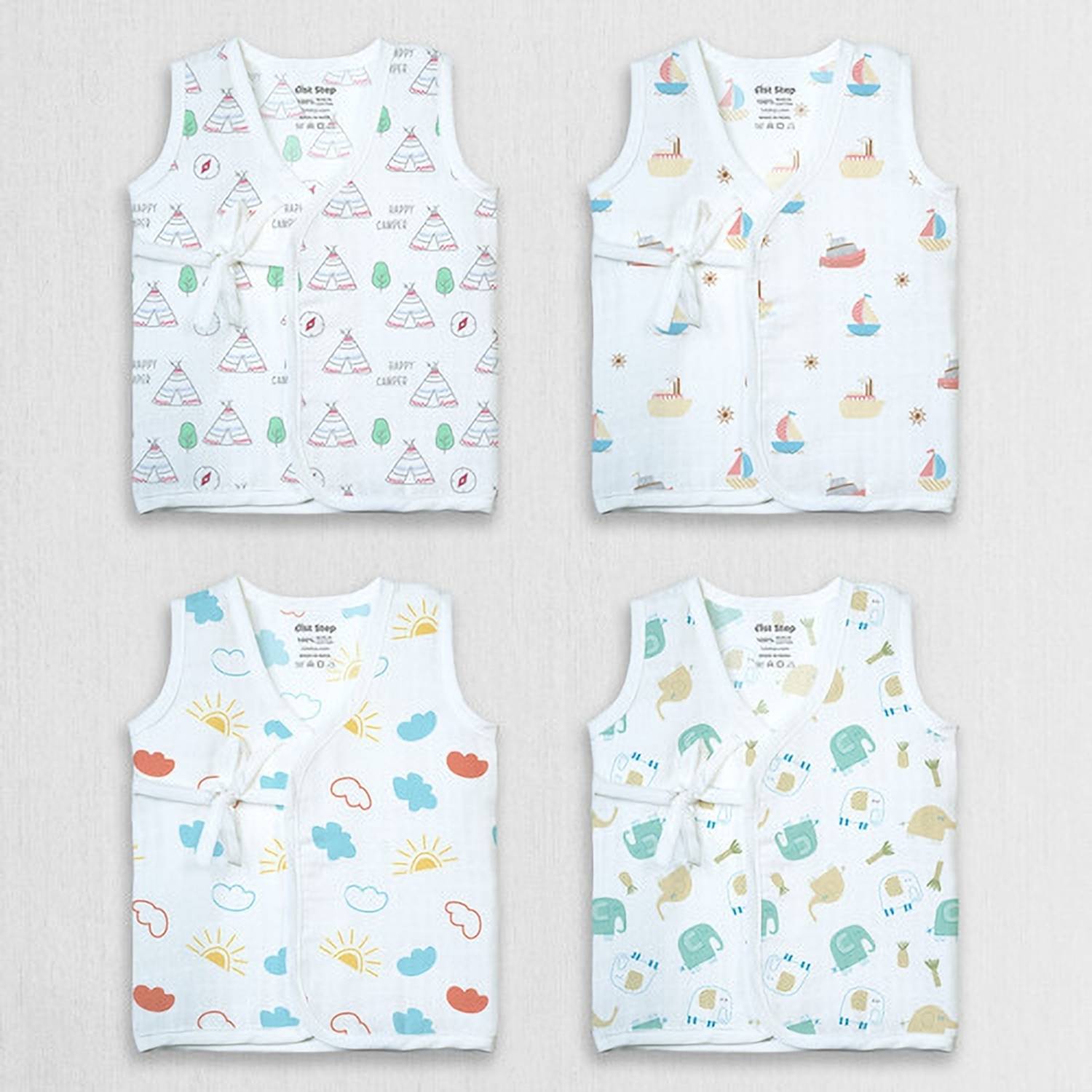 1st Step Vest For Baby Boys & Baby Girls Muslin