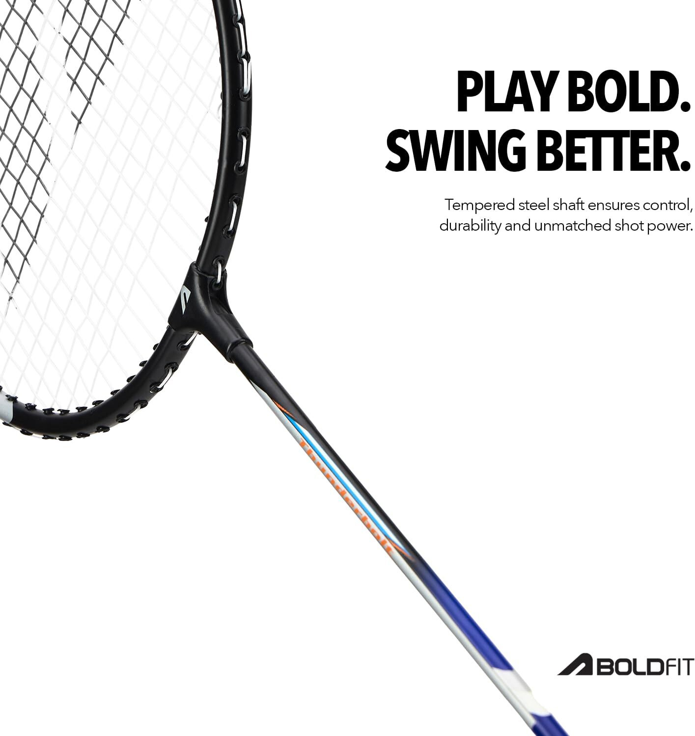 Image of BOLDFIT Aeroflex - Set of 2 Aluminum racquets + 1 tube (3 nylon shuttles) in 1 cover Badminton Kit