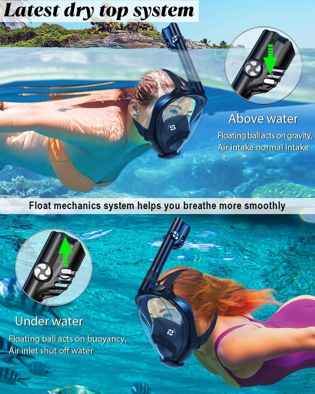 KUYOU Snorkel Set AdultsDry Snorkeling Set en Woen Anti-Fog Snorkel...