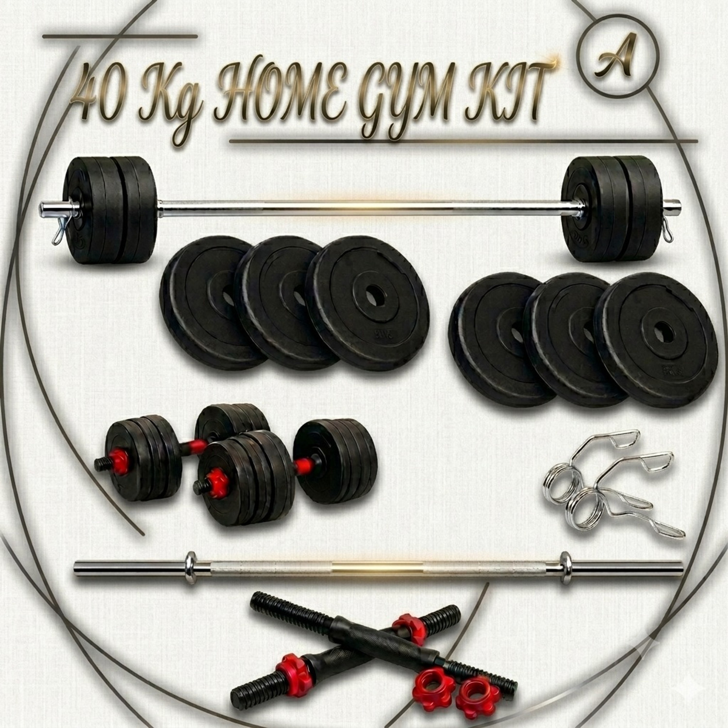 Image of TUCKER FITNESS 40 kg 40KG Home Gym Kit With 3FT Rod, 2 Dumbbell Set Home Gym Combo