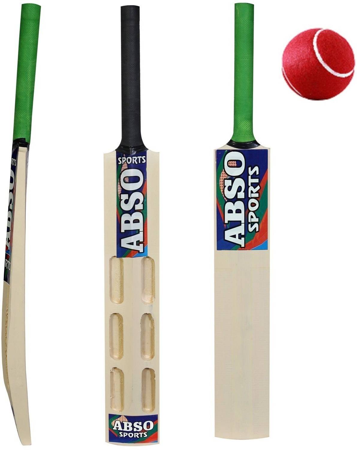 abso Junior wooden Cricket Bat and Ball with 6 SCOOP Design Size 3 Cricket Kit