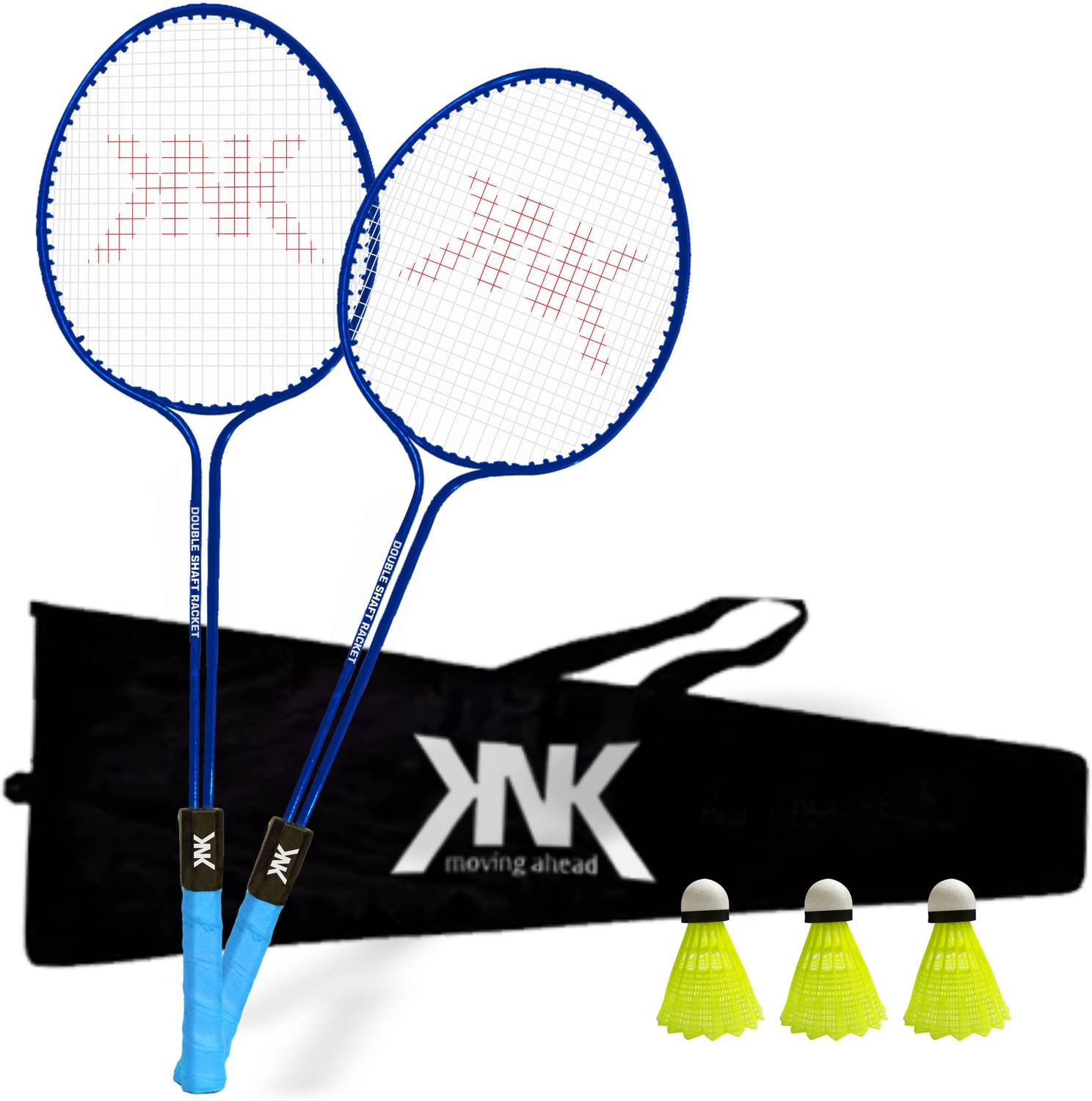 KNK Double Shaft Badminton Kit Of 2 With 3 Pc Nylon Shuttlecock B... more