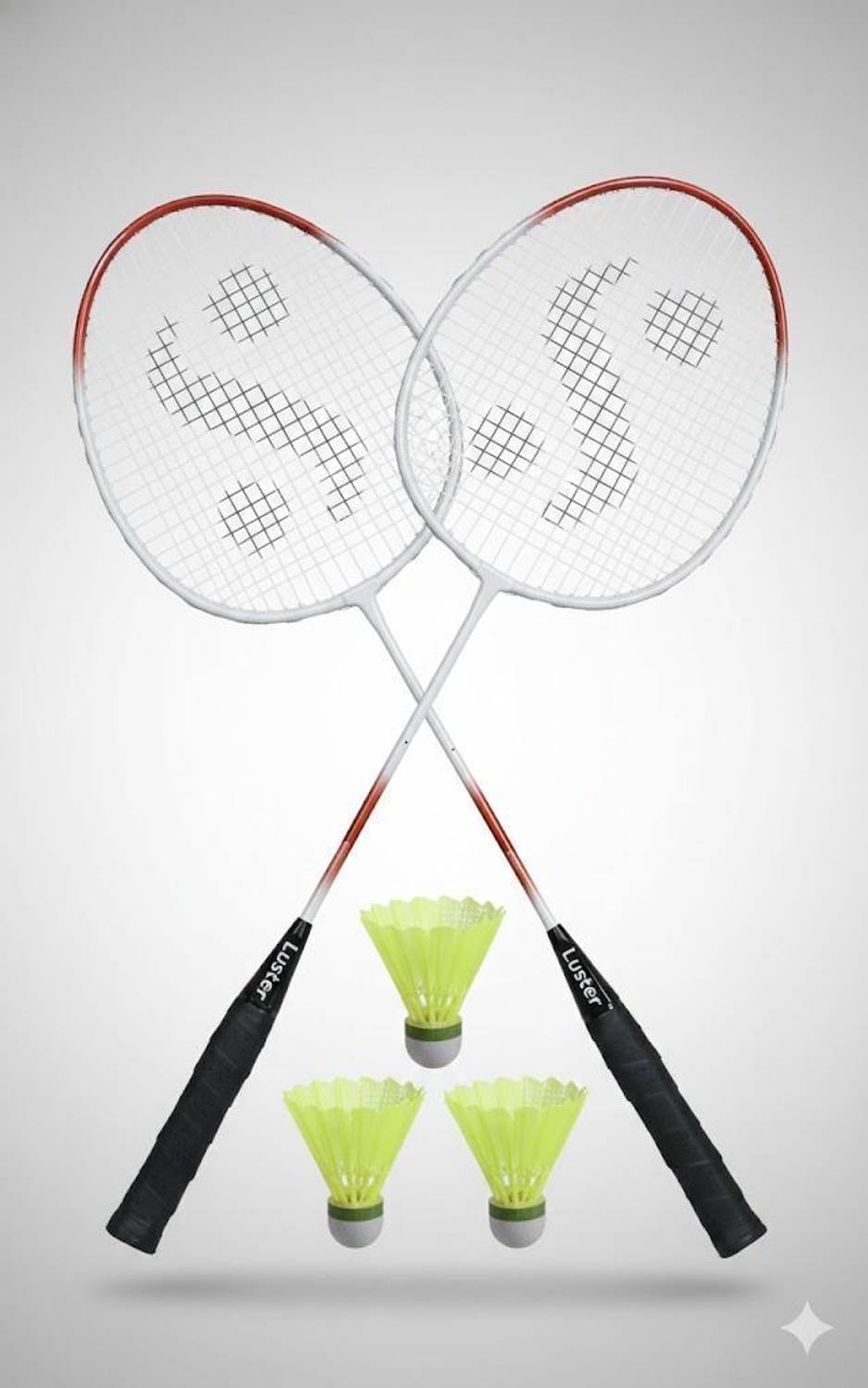 Luster Single Shaft Badminton Racket with 3 Shuttles - Image 2