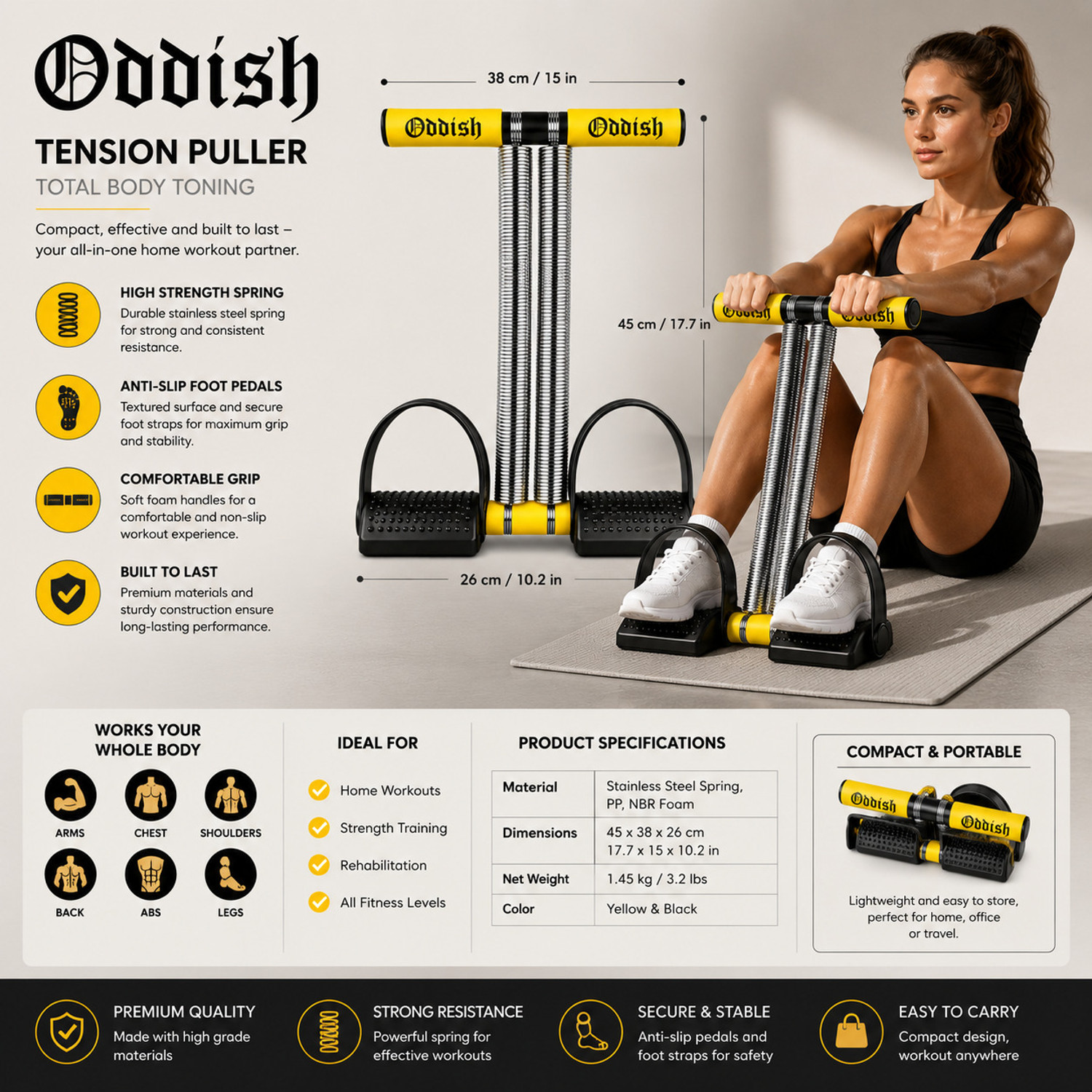 Image of Oddish Tummy Trimmer 12 inch Double Spring Premium Quality for man and women Fitness Accessory Kit Kit