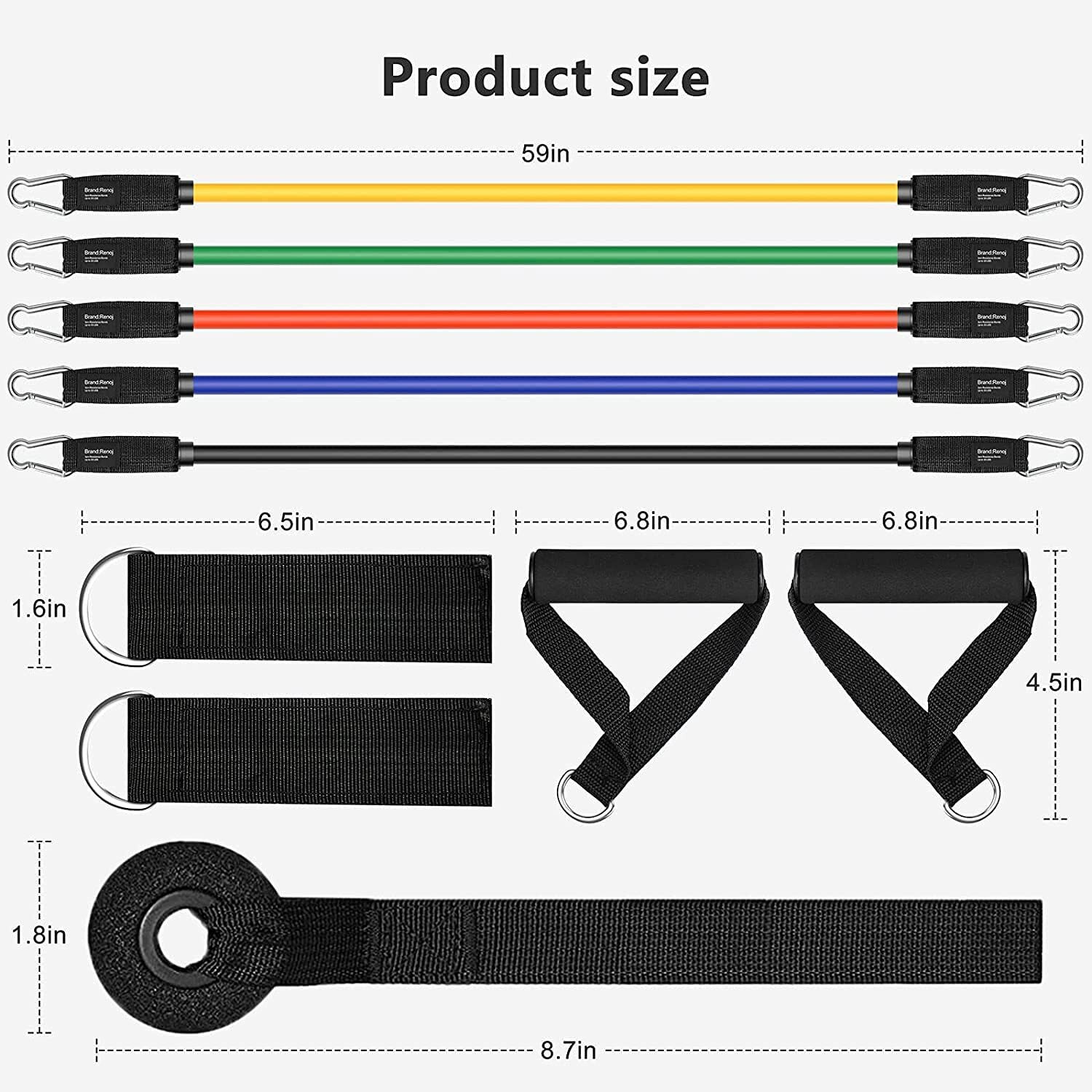 Image of Fita 11-in-1 Premium Resistance Tube Set, 150 lbs Home Gym Exercise Resistance Tube