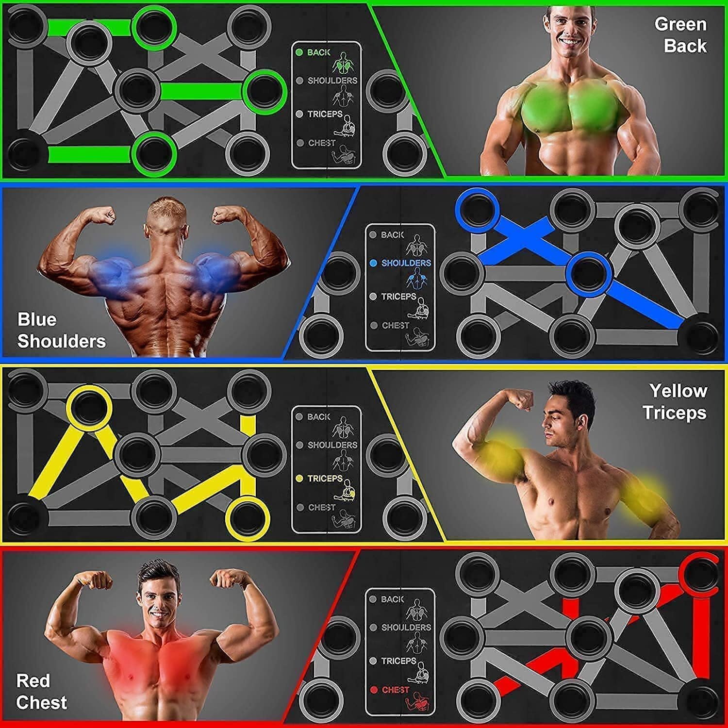 Image of Manogyam Combo - 2 Push-up Boards, & Toning Tube Gray, Full Body Workout Set Push-up Bar