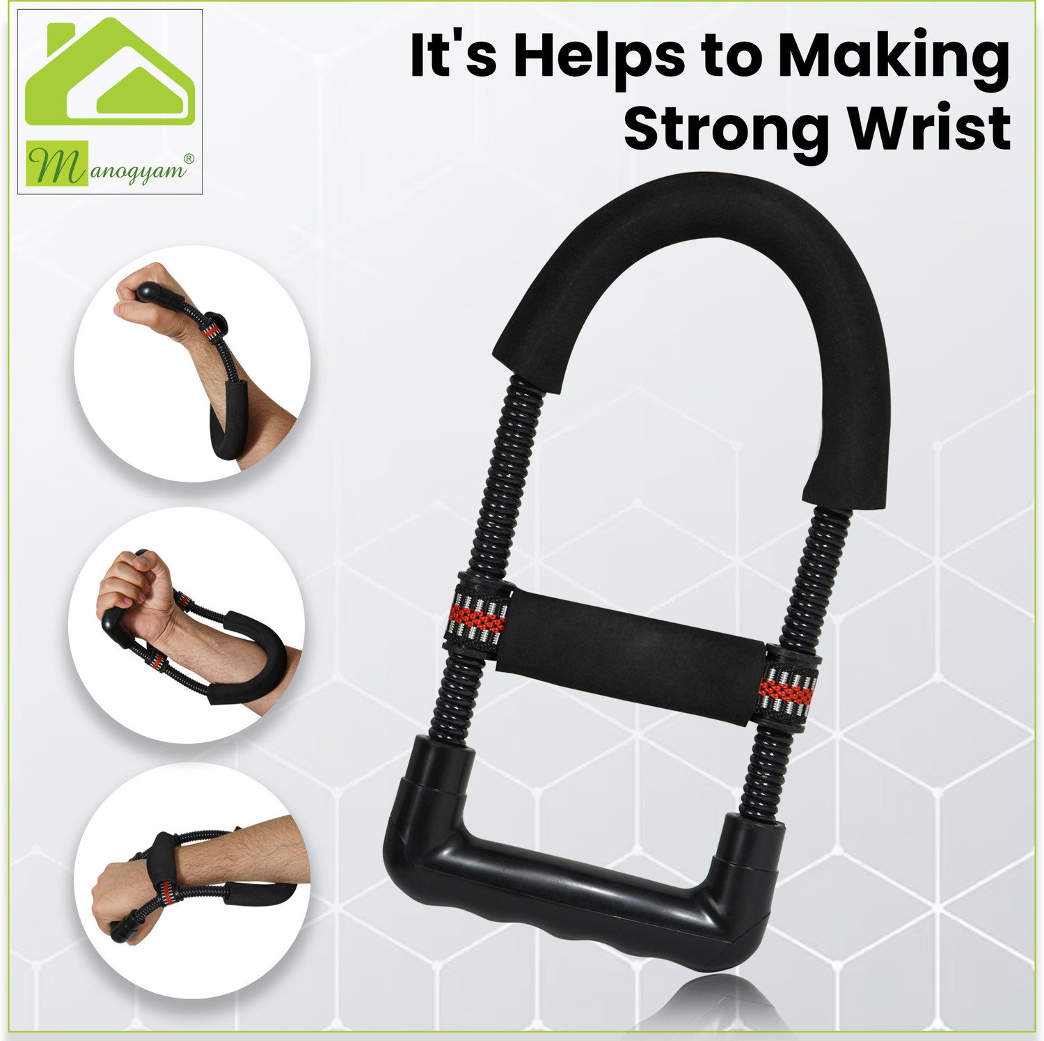 Image of Manogyam Toning Tube,Tummy Trimmer ,Pushup bar &Ab roller,Hand Gripper,Wrist Exerciser Fitness Accessory Kit Kit