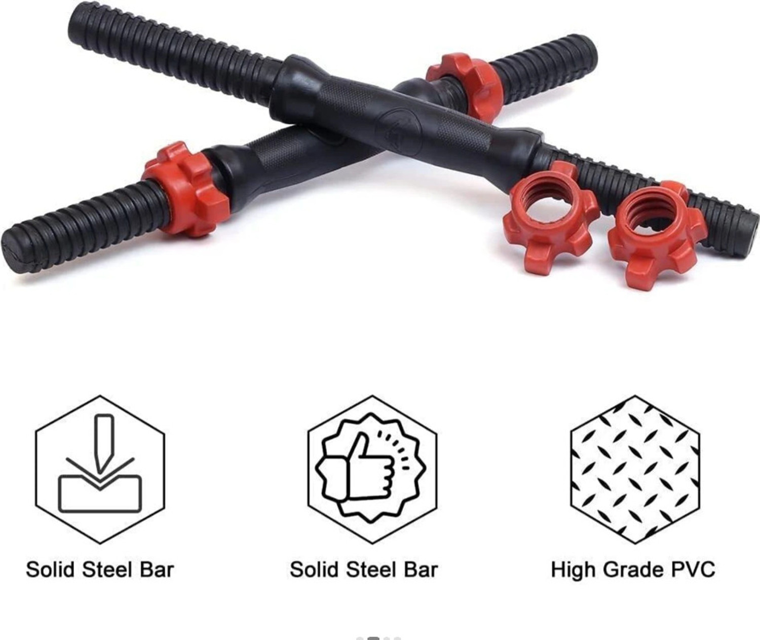 Image of BELLATRIX X 3ft curl rod 1 pair dumbell rod 20kg pvc plate-accessories Black Bar & Plate Combo