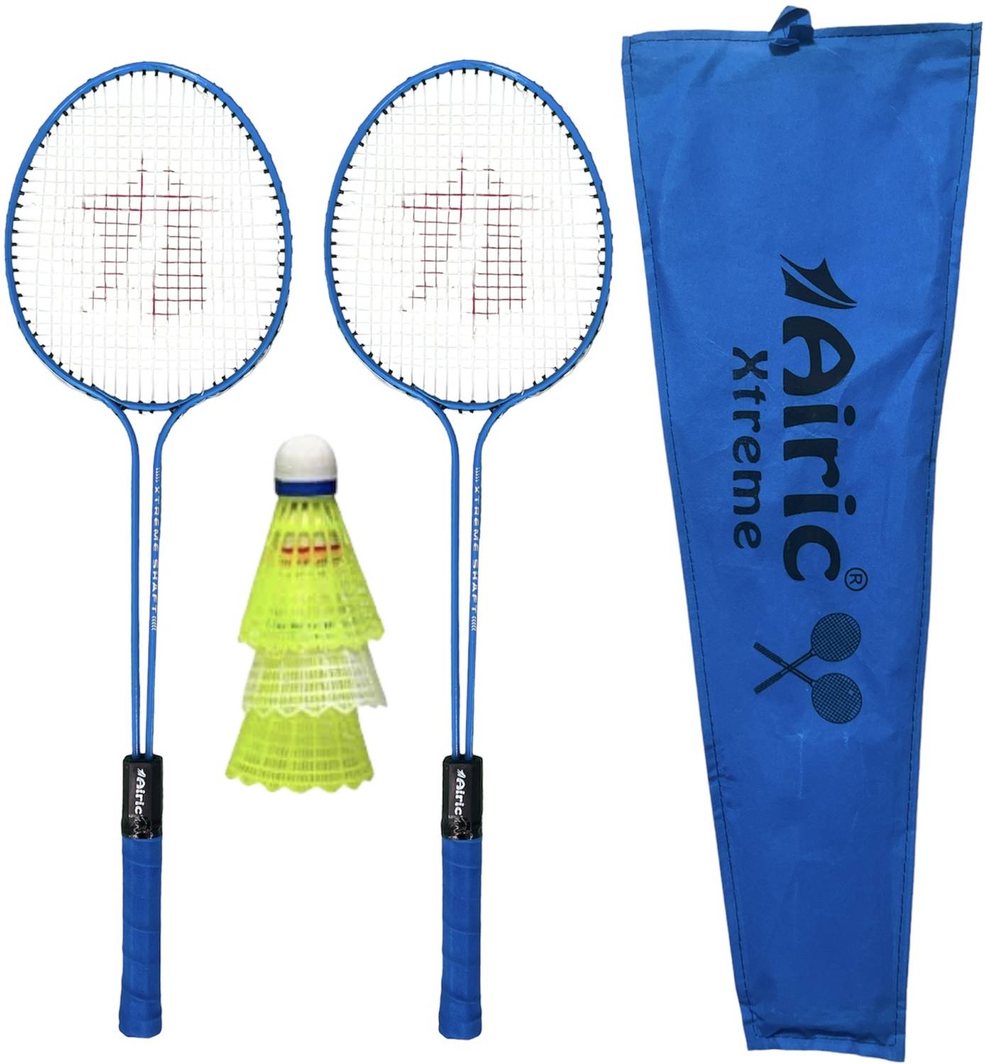Airic Classic Blue Double Shaft Xtreme Set with 3 Shuttles Badminton Kit