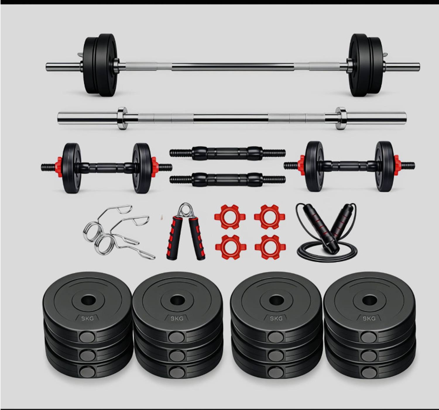 BELLATRIX X 5x2-2.5x4-20kg Black Bar & Plate Combo - Image 1