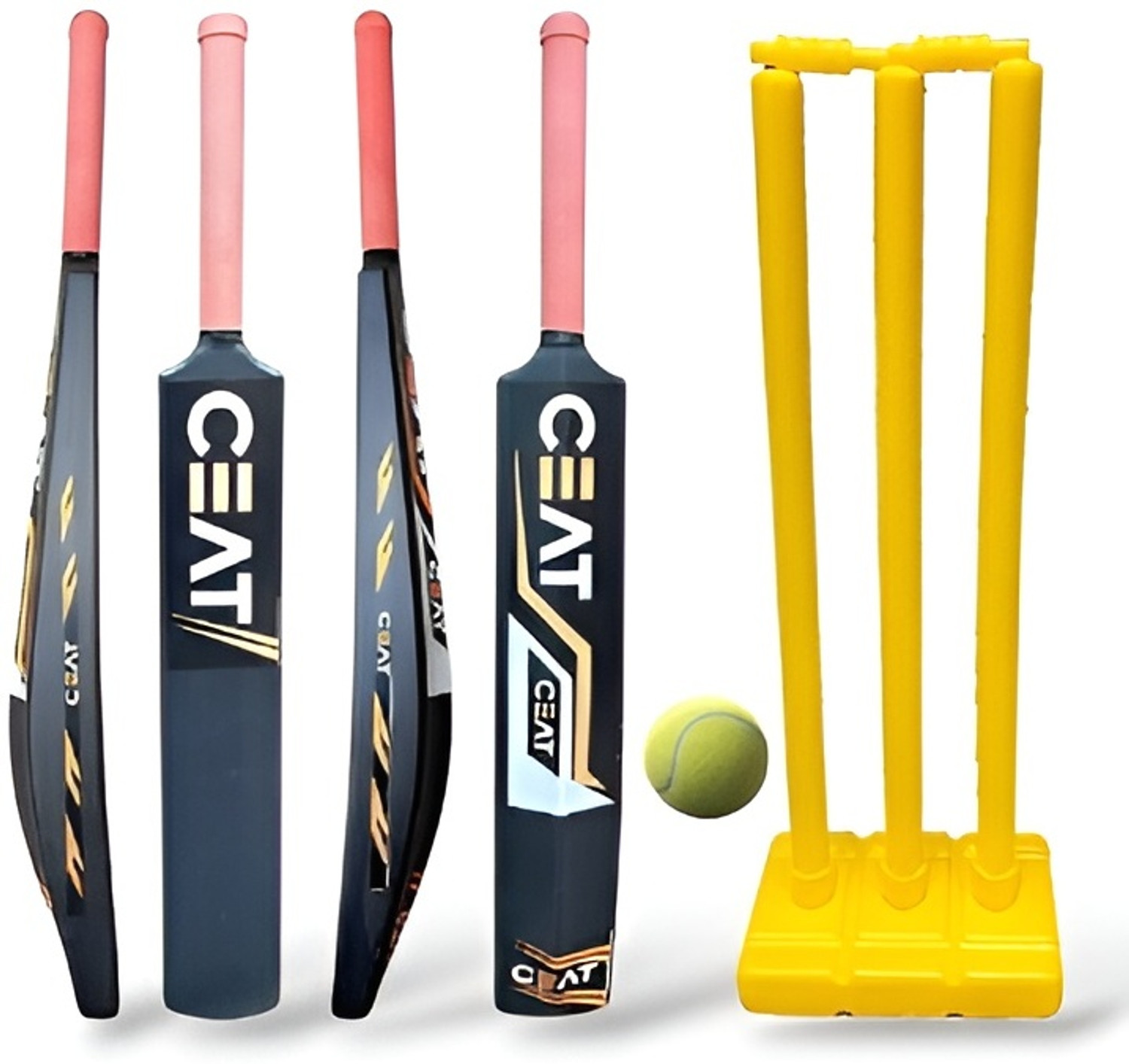 Image of kickmixsports Combo Set PVC Bat With Plastic Wicket Set And 1 Tennis Ball Cricket Kit